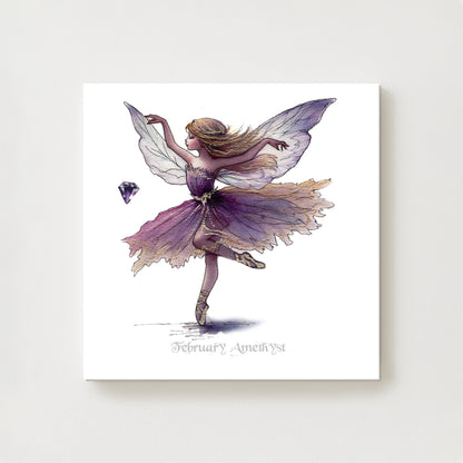 February Amethyst Birthstone Fairy Canvas