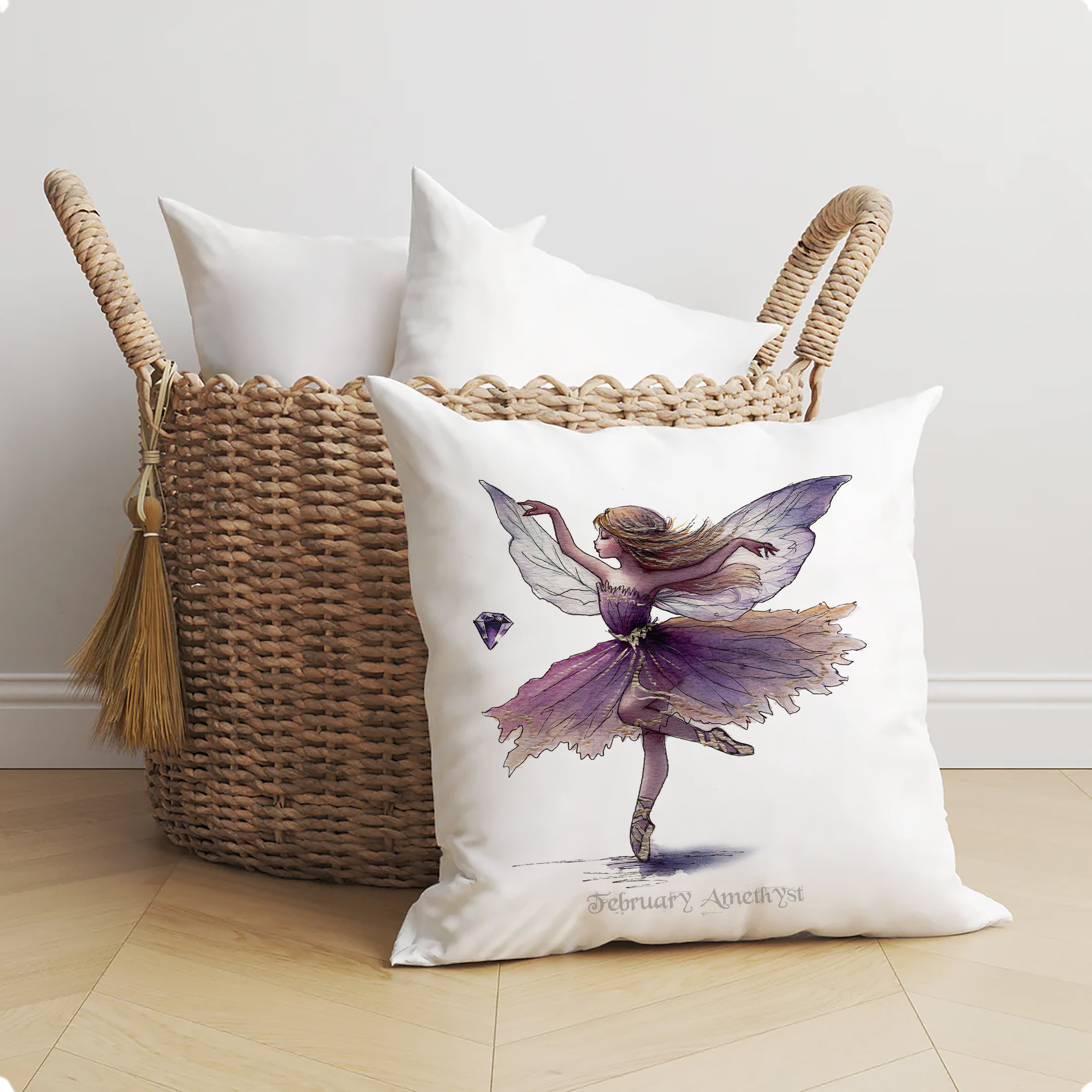 February Amethyst Birthstone Fairy Cushion