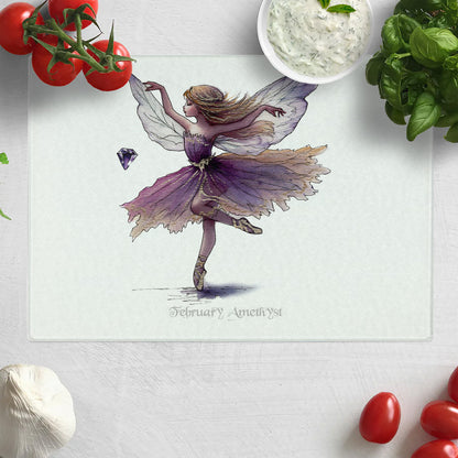 February Amethyst Birthstone Fairy Chopping Board