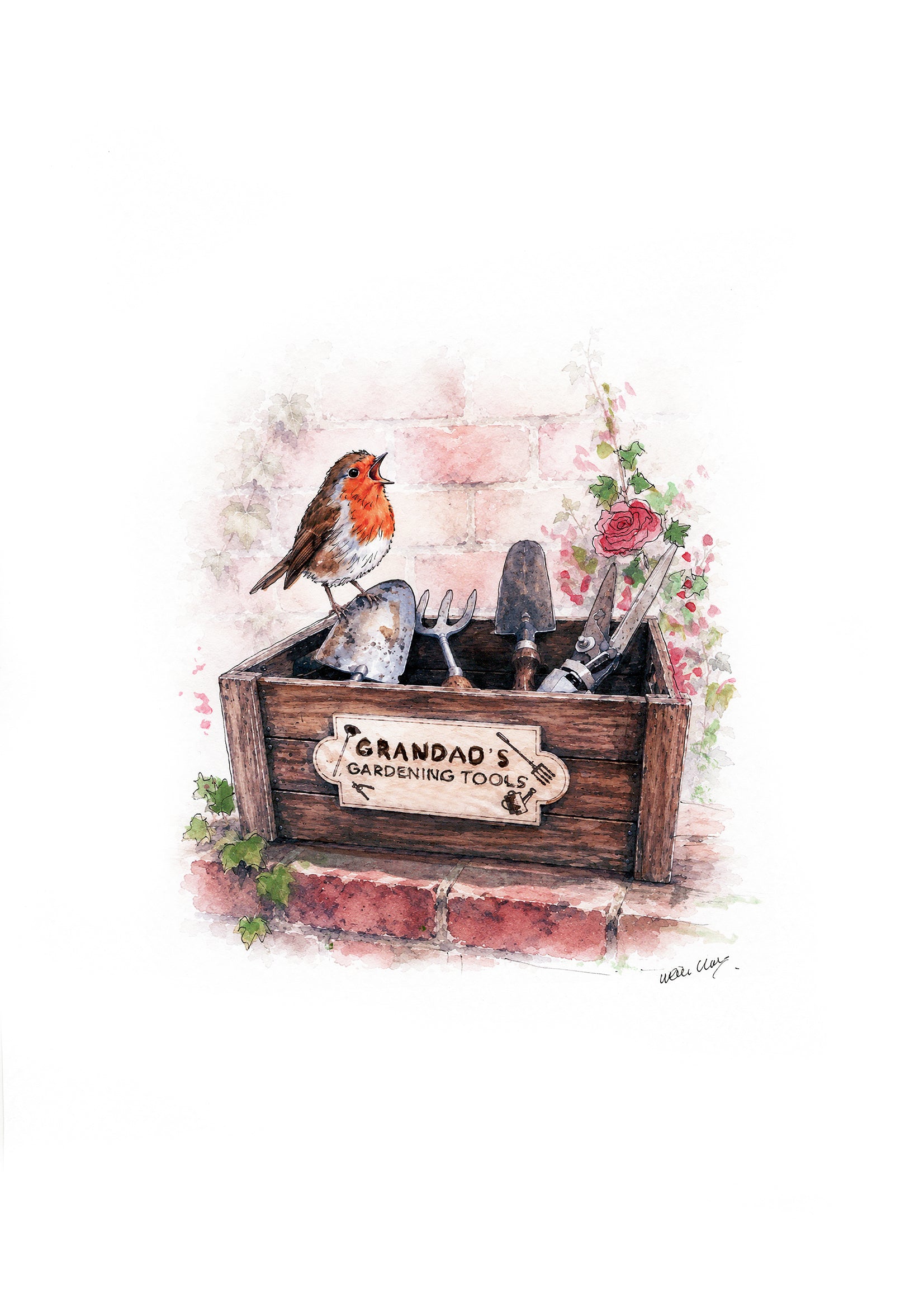 Grandad's Gardening Tool Box - Printable Watercolour Art