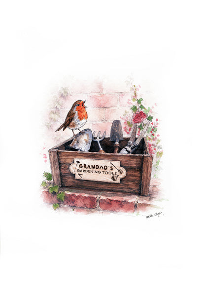 Grandad's Gardening Tool Box - Printable Watercolour Art