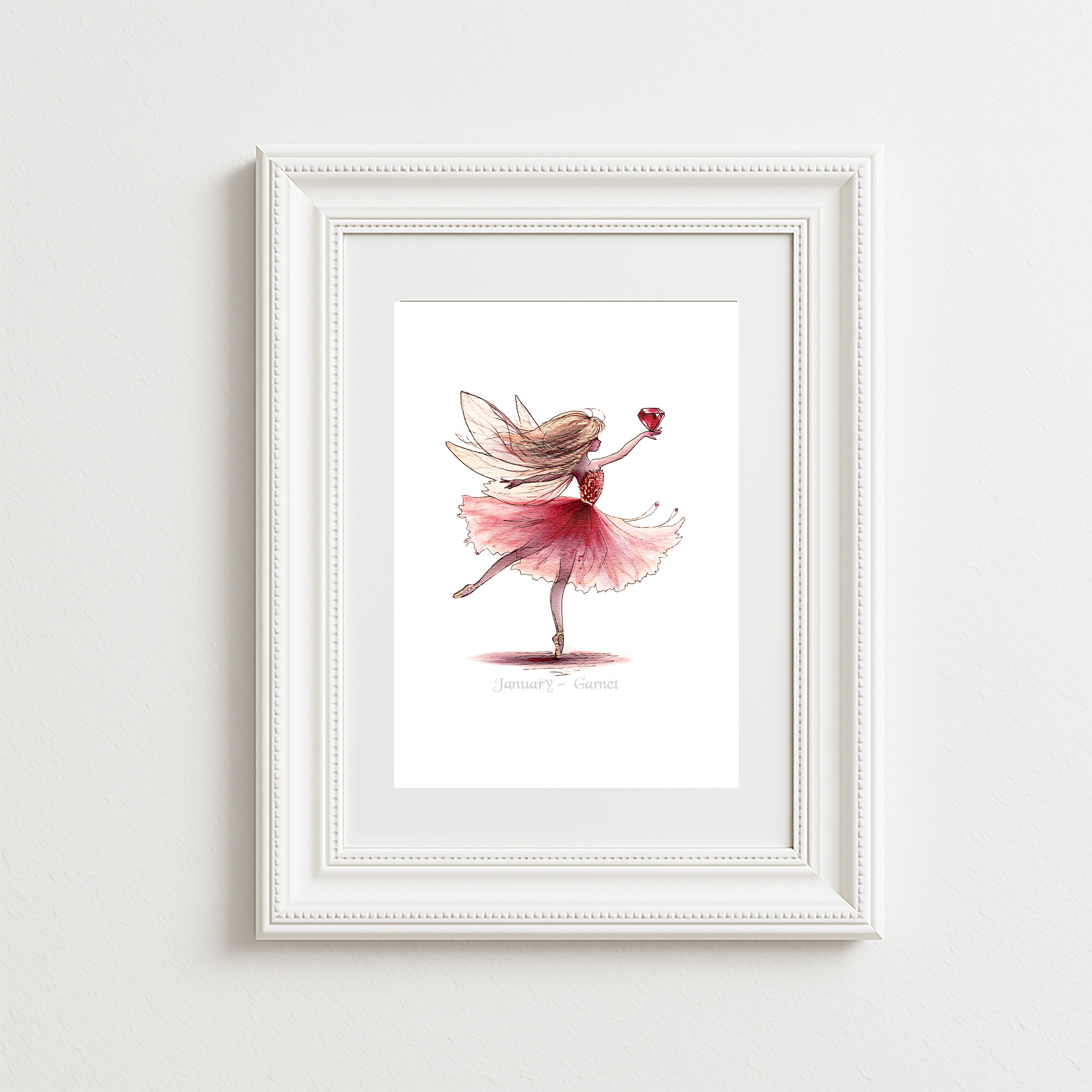 January Garnet Birthstone Fairy Art Print