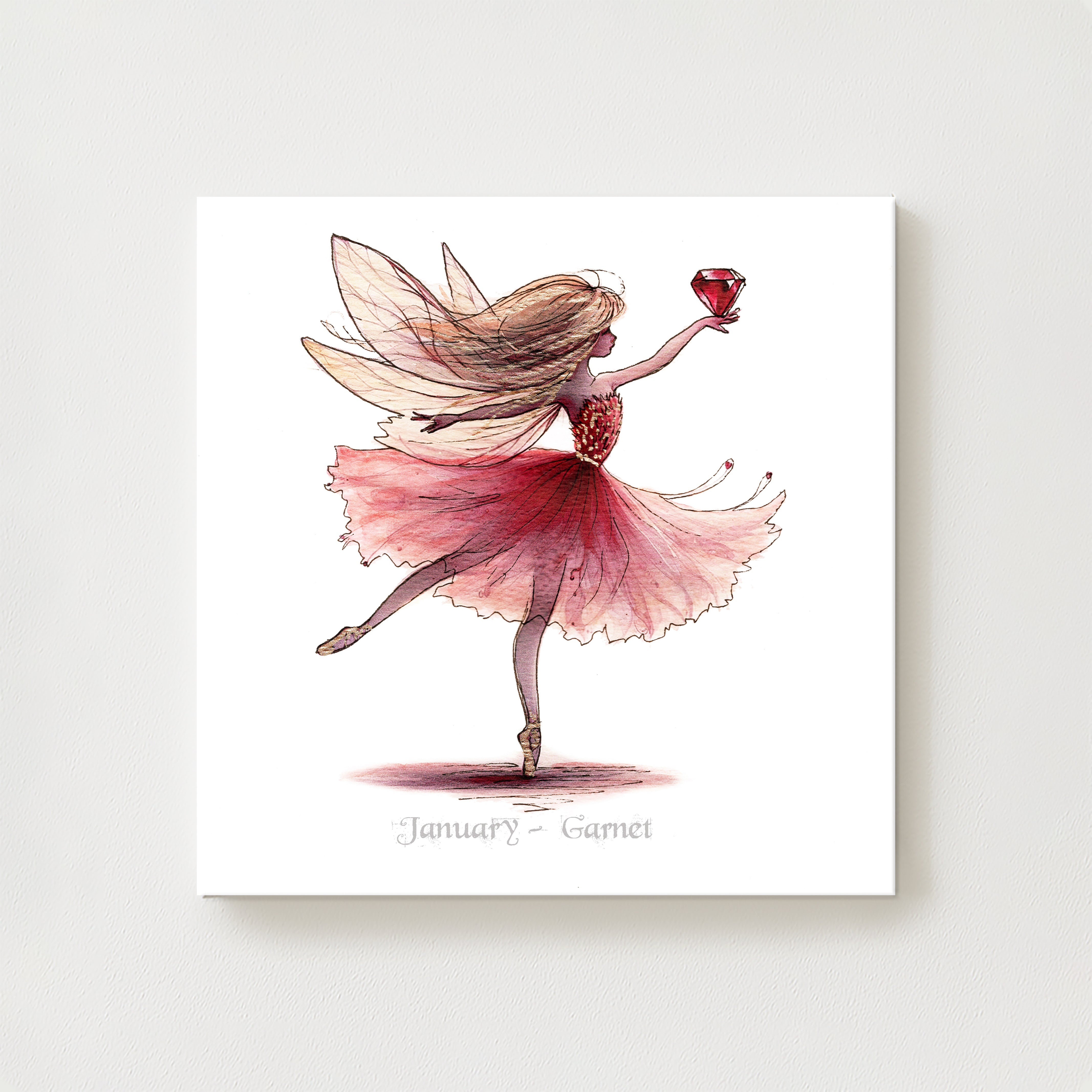 January Garnet Birthstone Fairy Canvas