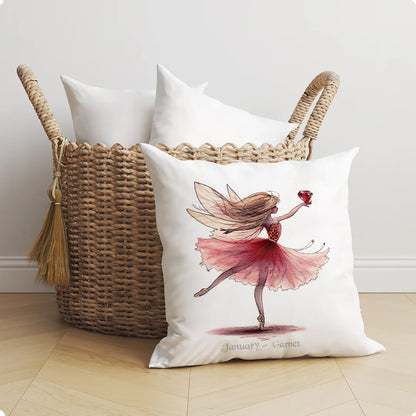 January Garnet Birthstone Fairy Cushion