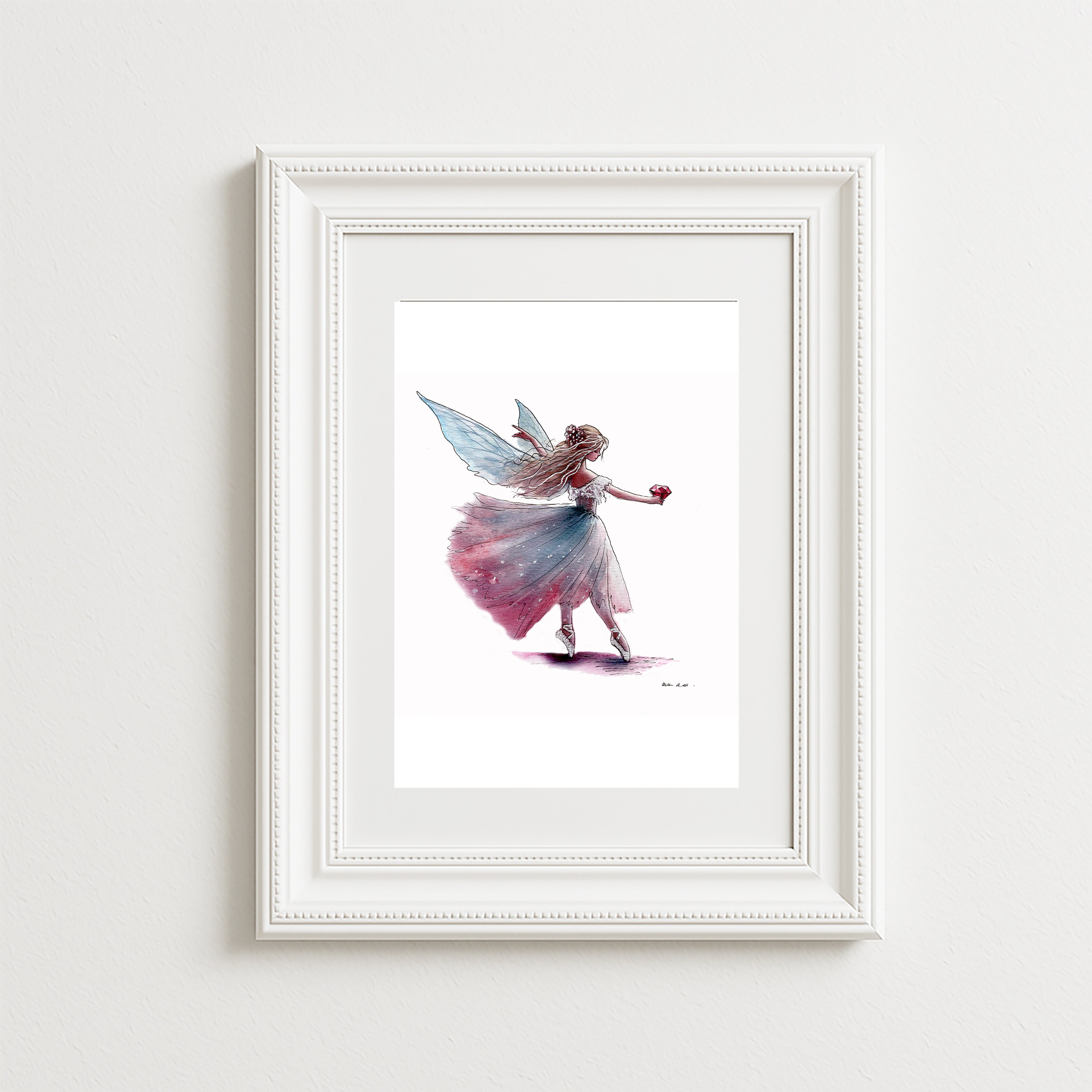 July Ruby Birthstone Fairy Art Print