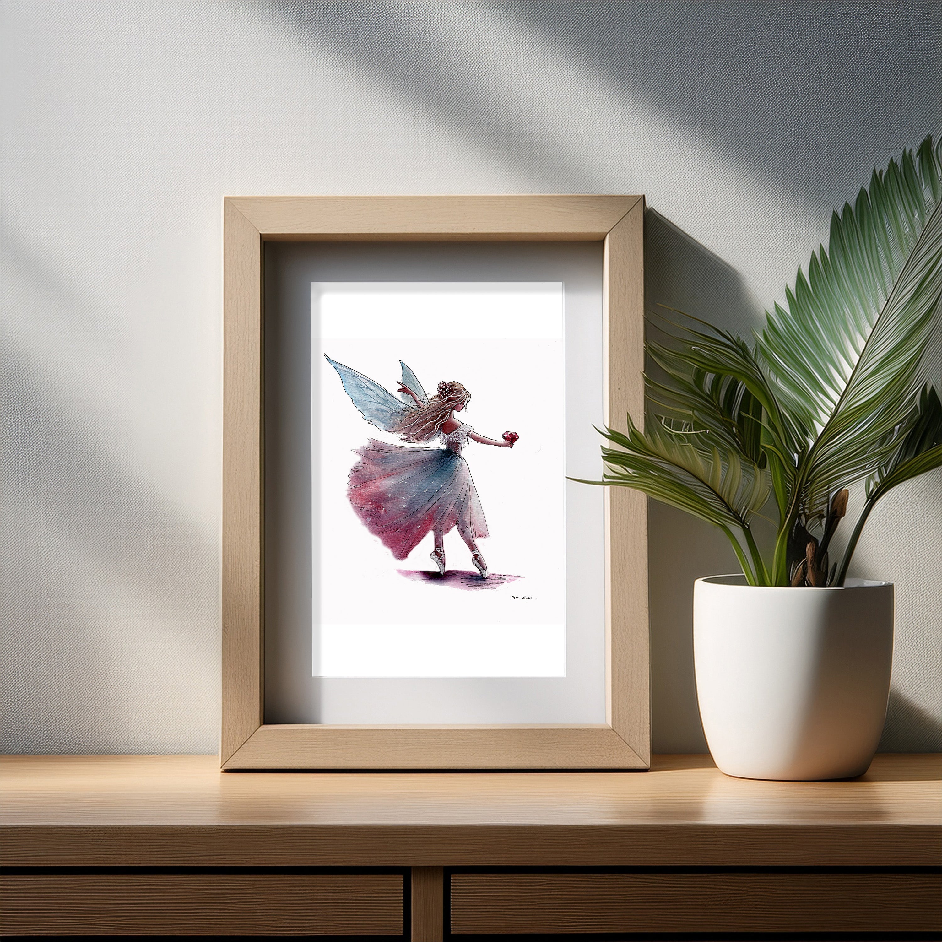 July Ruby Birthstone Fairy Art Print