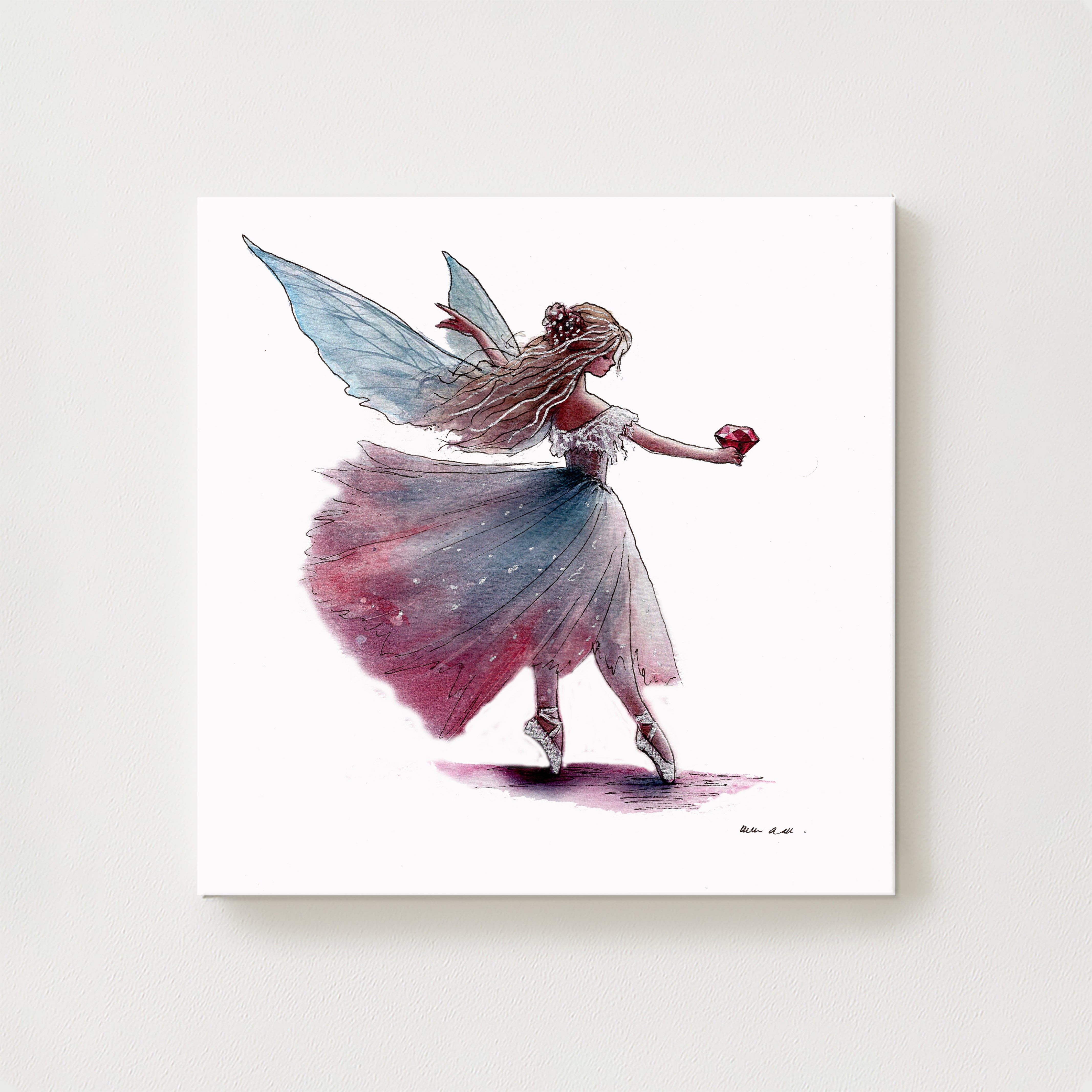 July Ruby Birthstone Fairy Canvas
