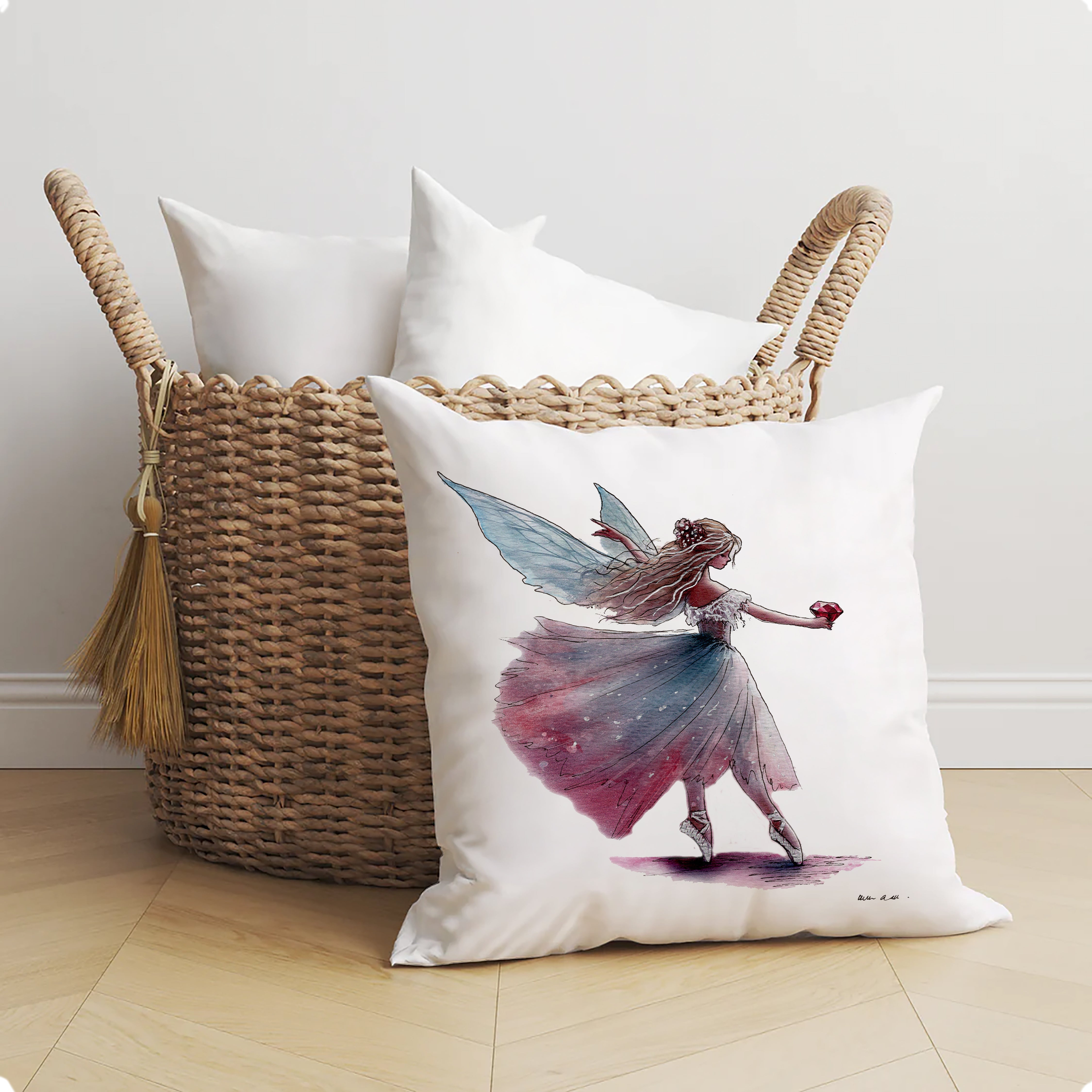 July Ruby Birthstone Fairy Cushion