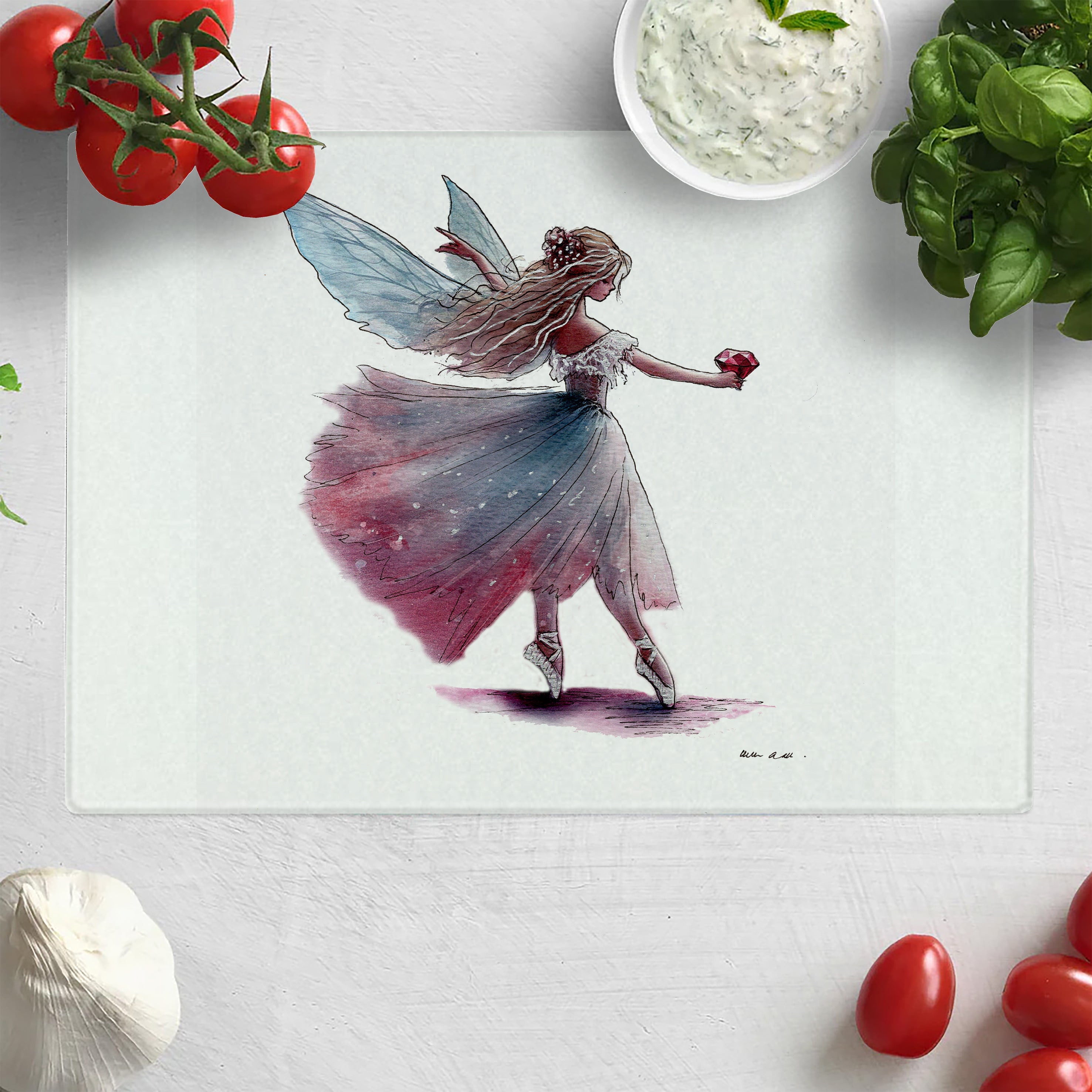 July Ruby Birthstone Fairy Chopping Board