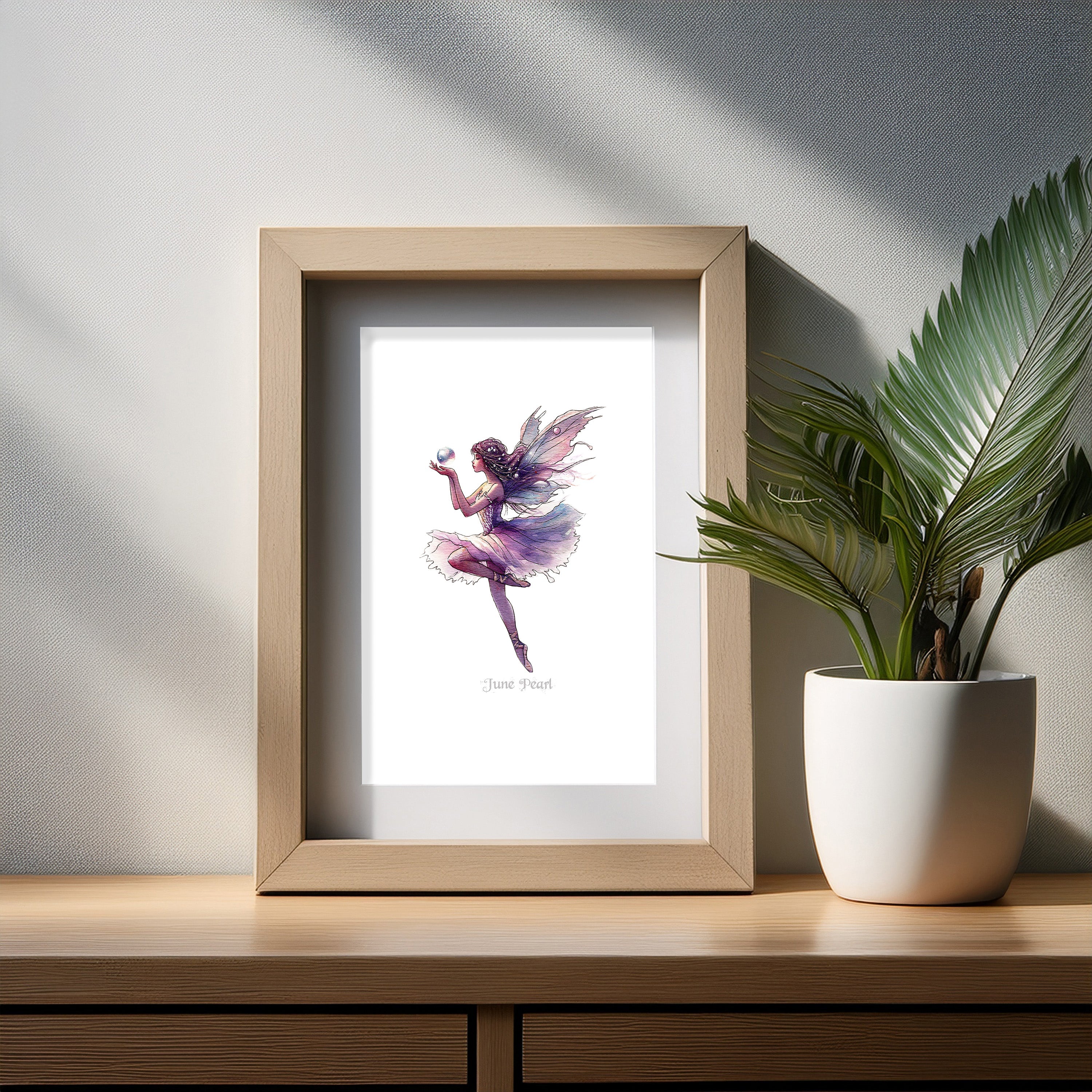 June Pearl Birthstone Fairy Art Print