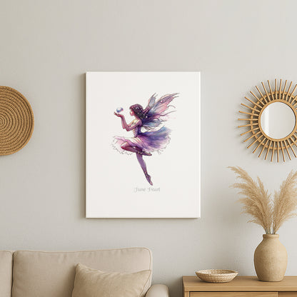 June Pearl Birthstone Fairy Canvas