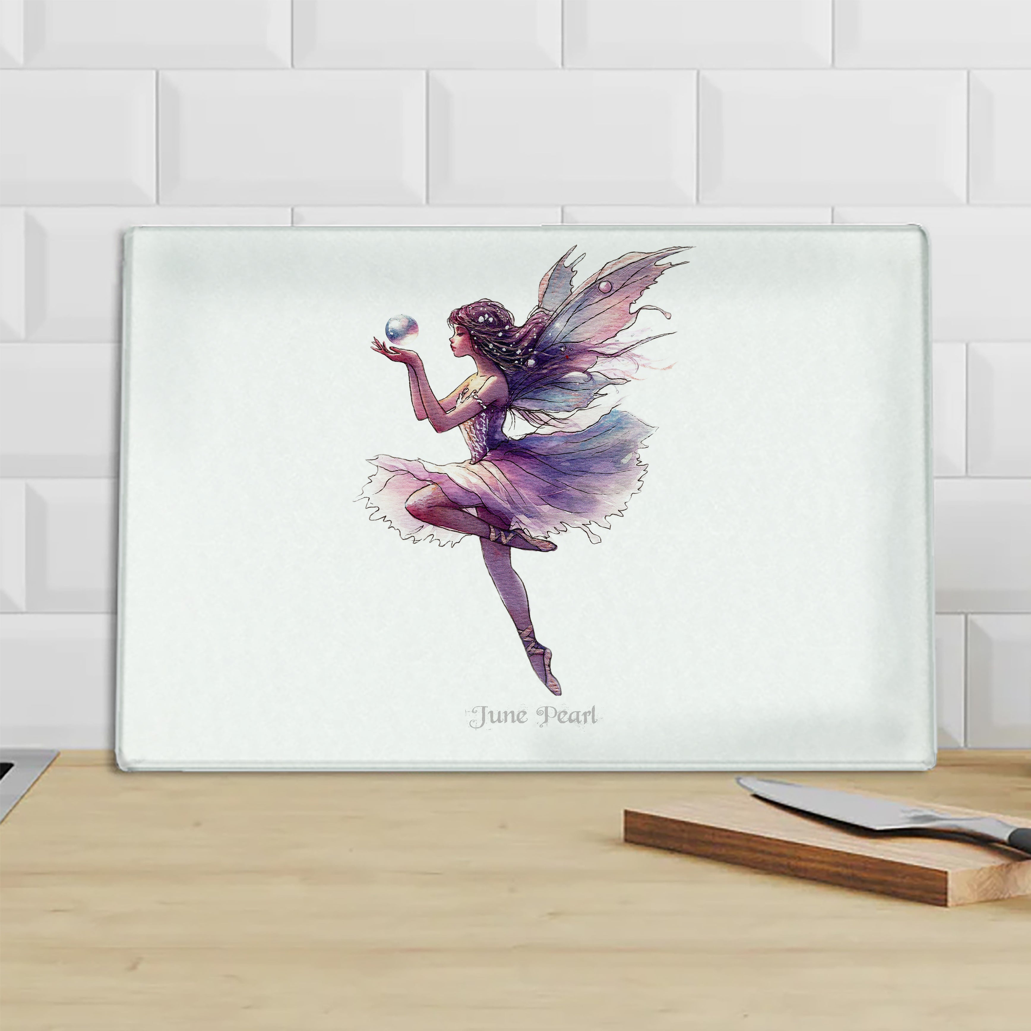 June Pearl Birthstone Fairy Chopping Board