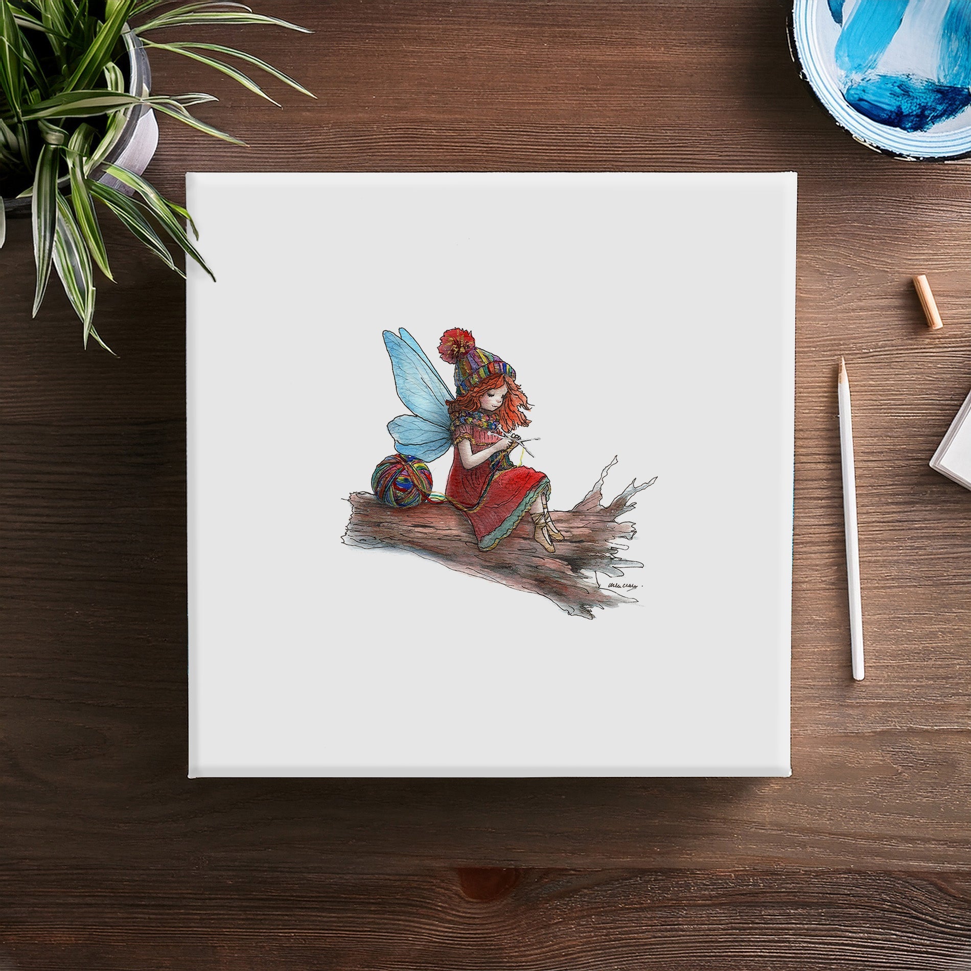 Knitting Fairy Canvas
