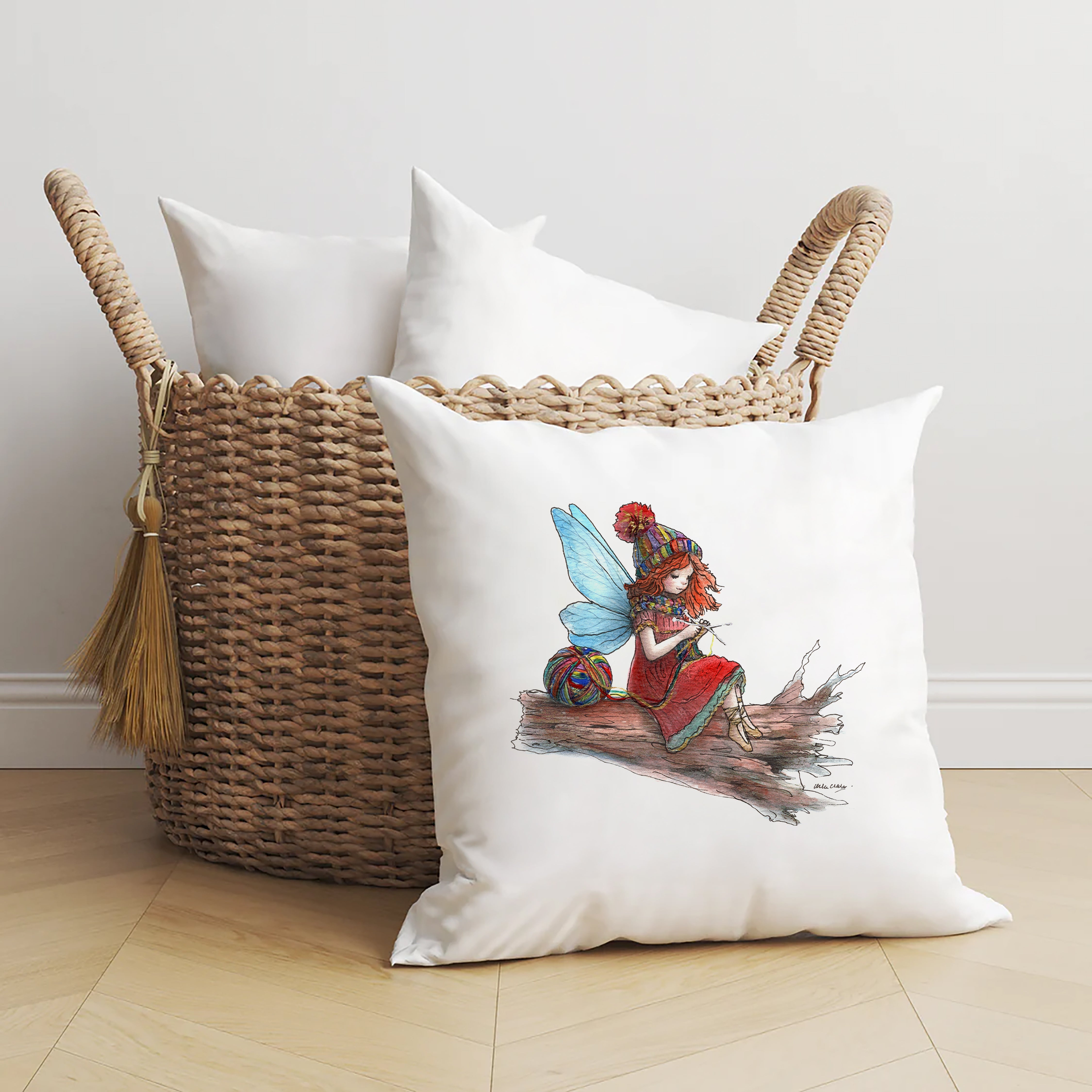 Knitting Fairy Cushion