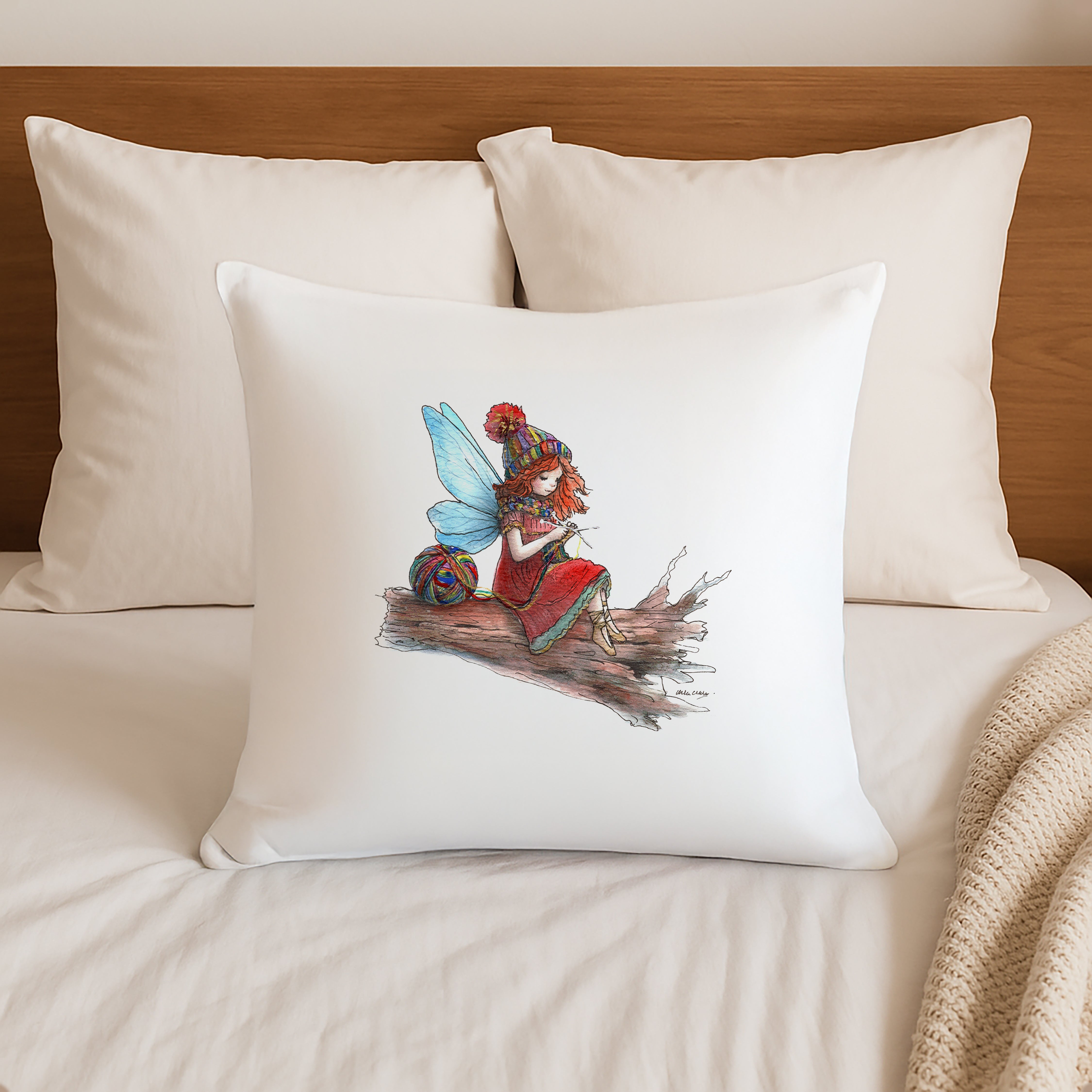 Knitting Fairy Cushion