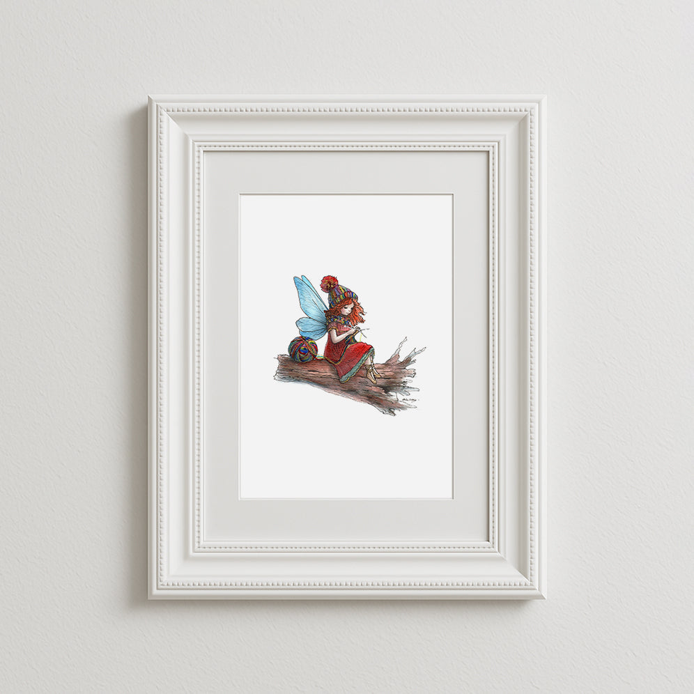 Knitting Fairy Art Print