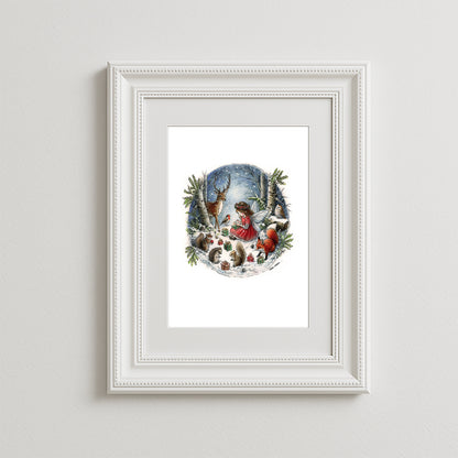 Magical Woodland Christmas Art Print