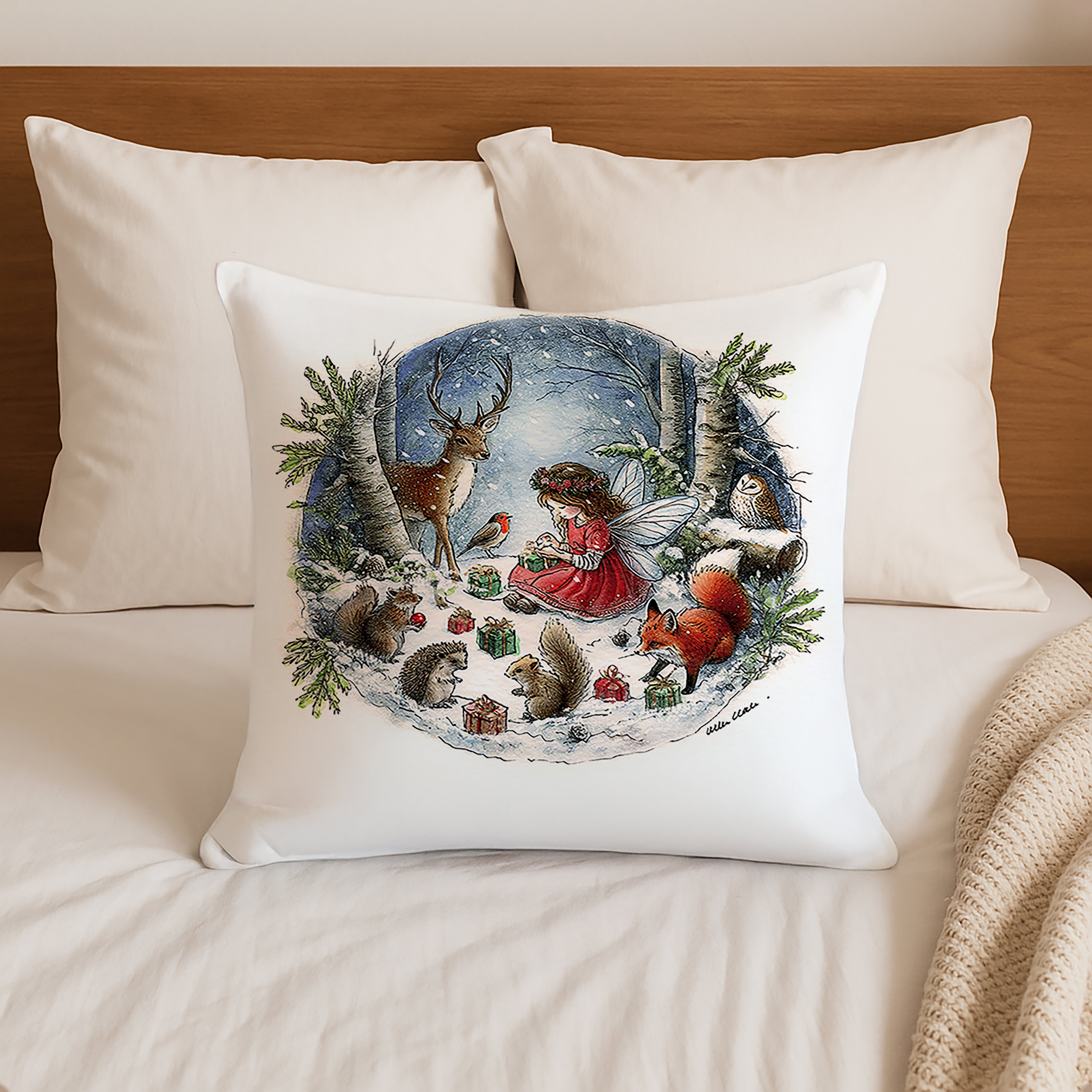 Magical Woodland Christmas Cushion