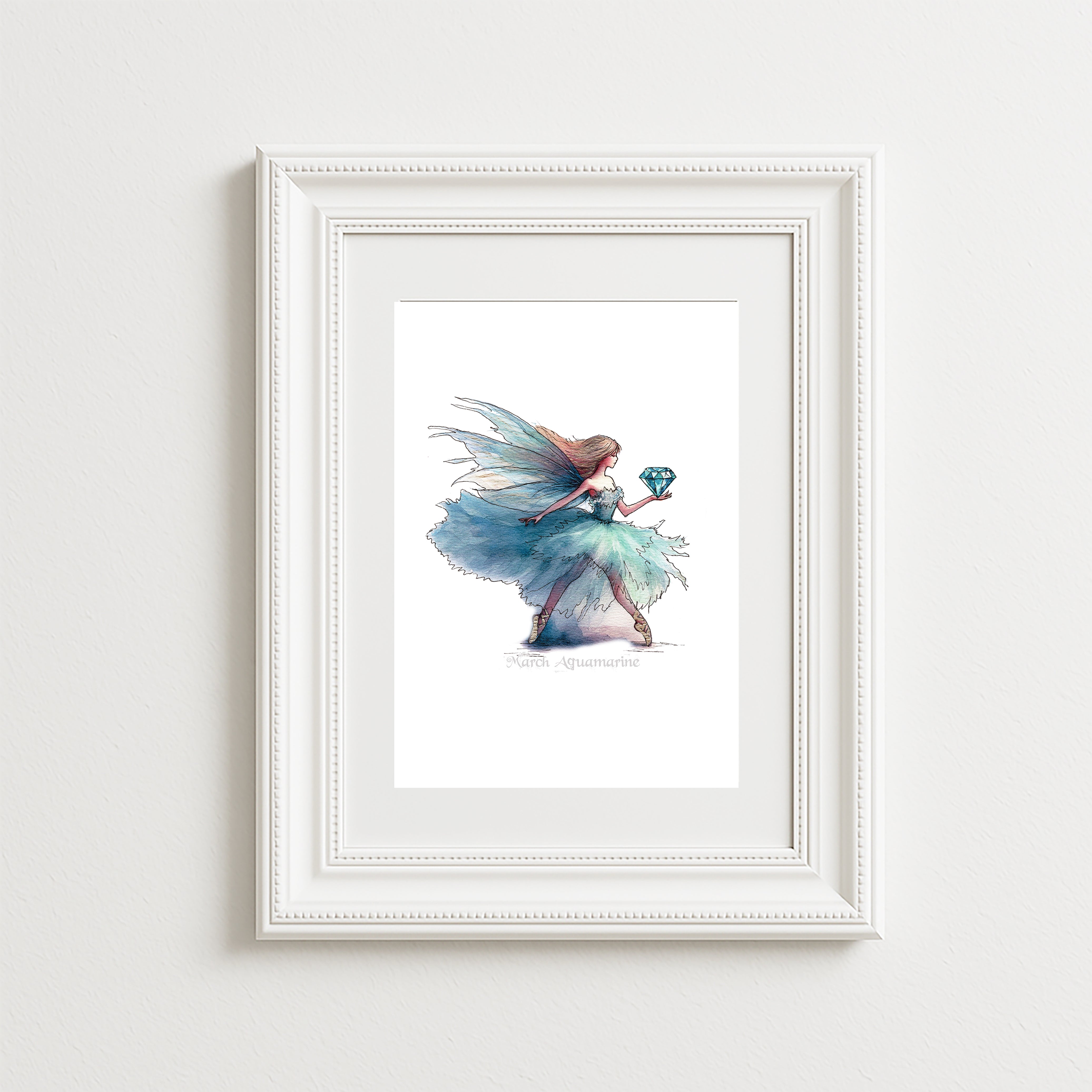 March Aquamarine Birthstone Fairy Art Print