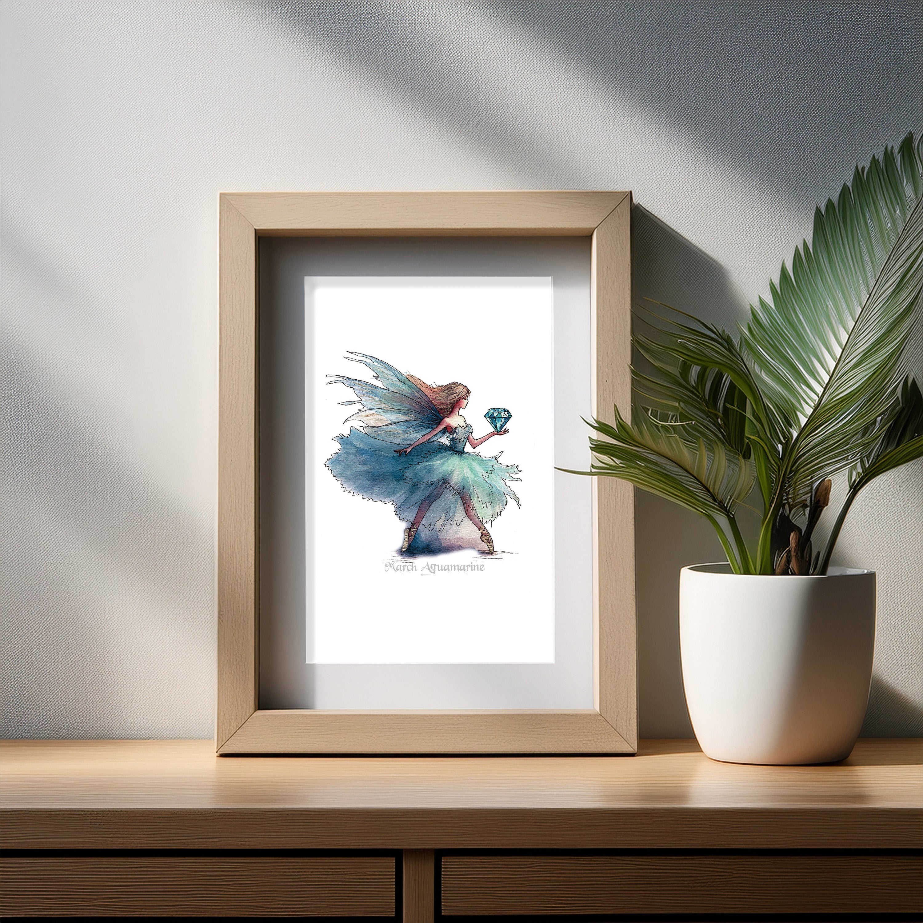March Aquamarine Birthstone Fairy Art Print