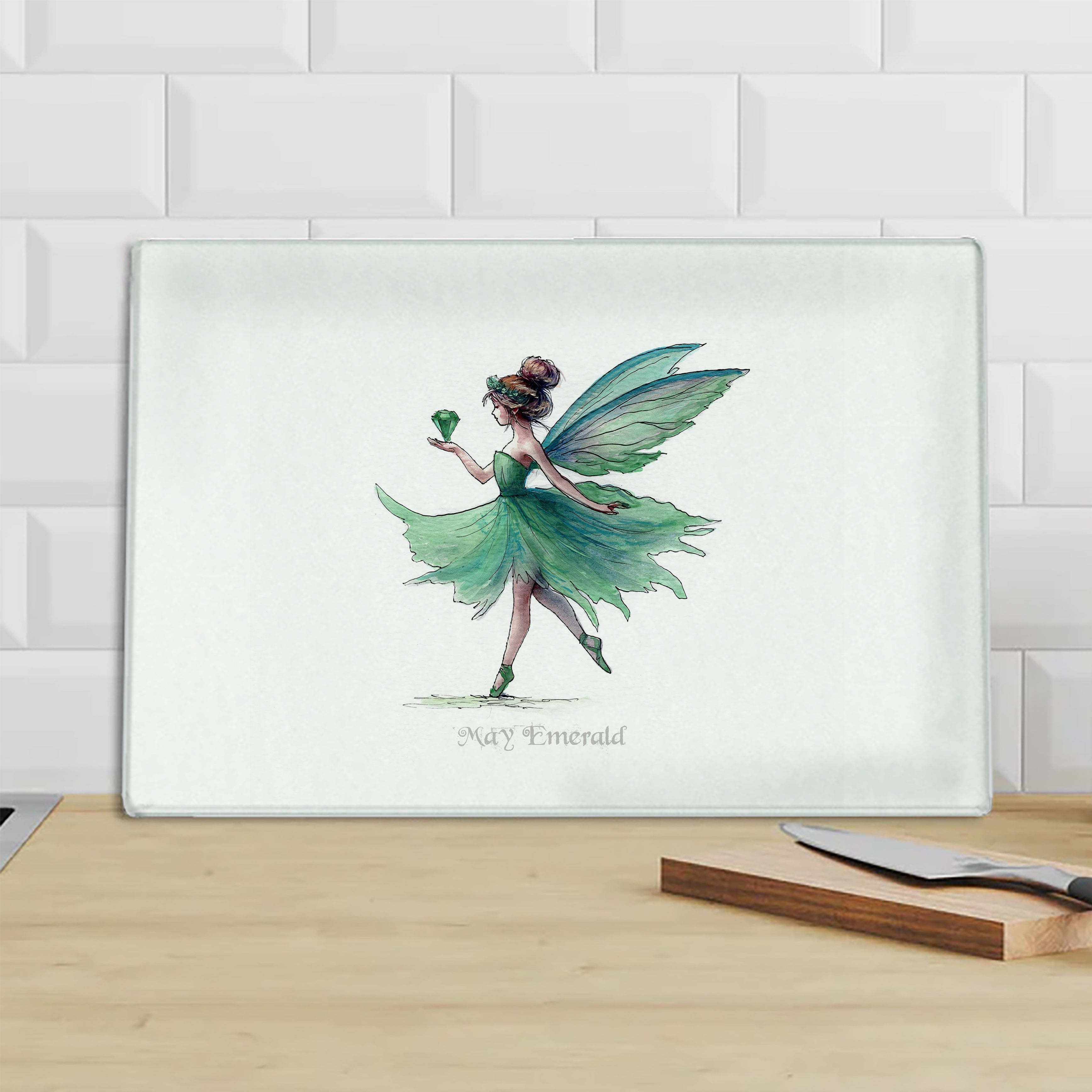 May Emerald Birthstone Fairy Chopping Board