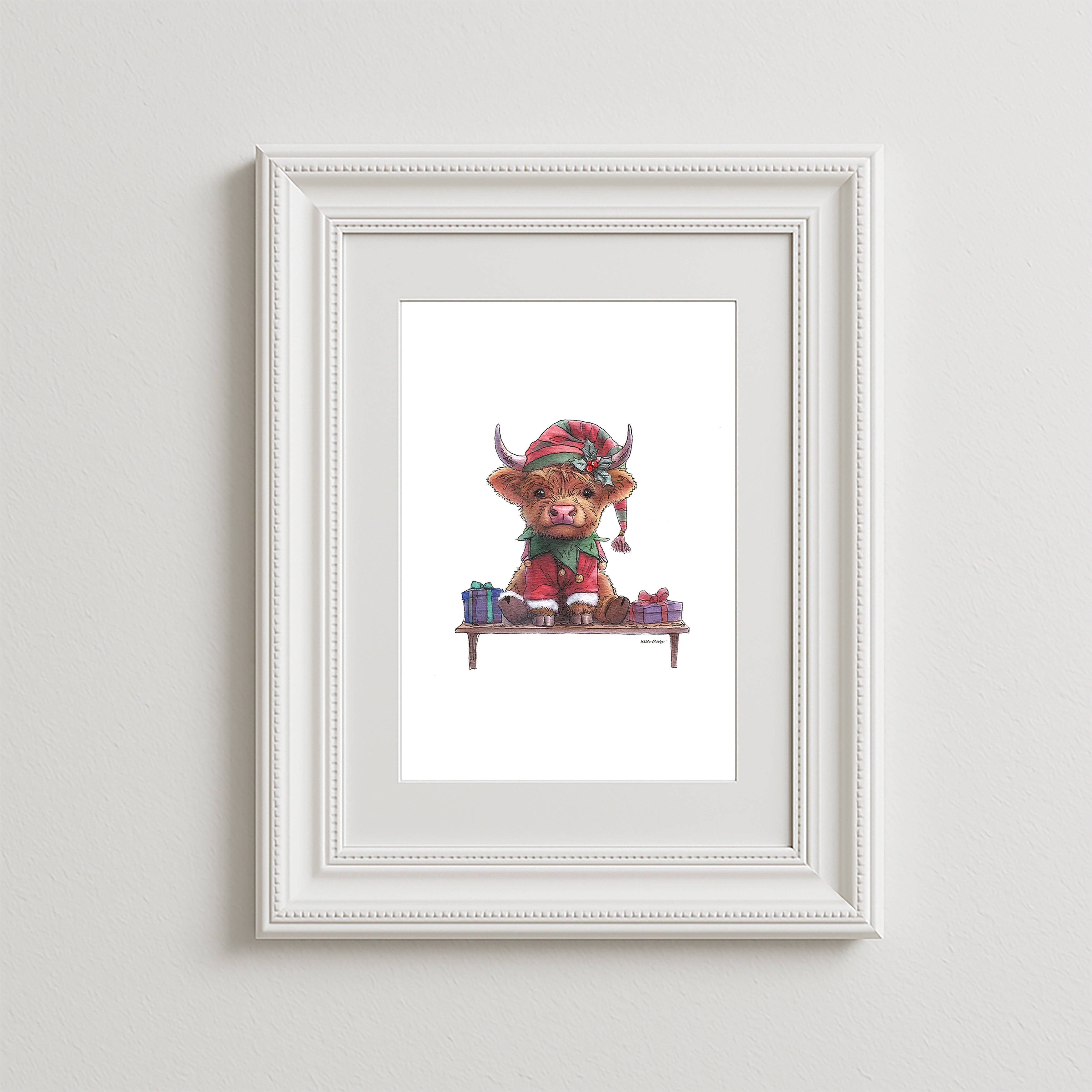 Moo On A Shelf Art Print