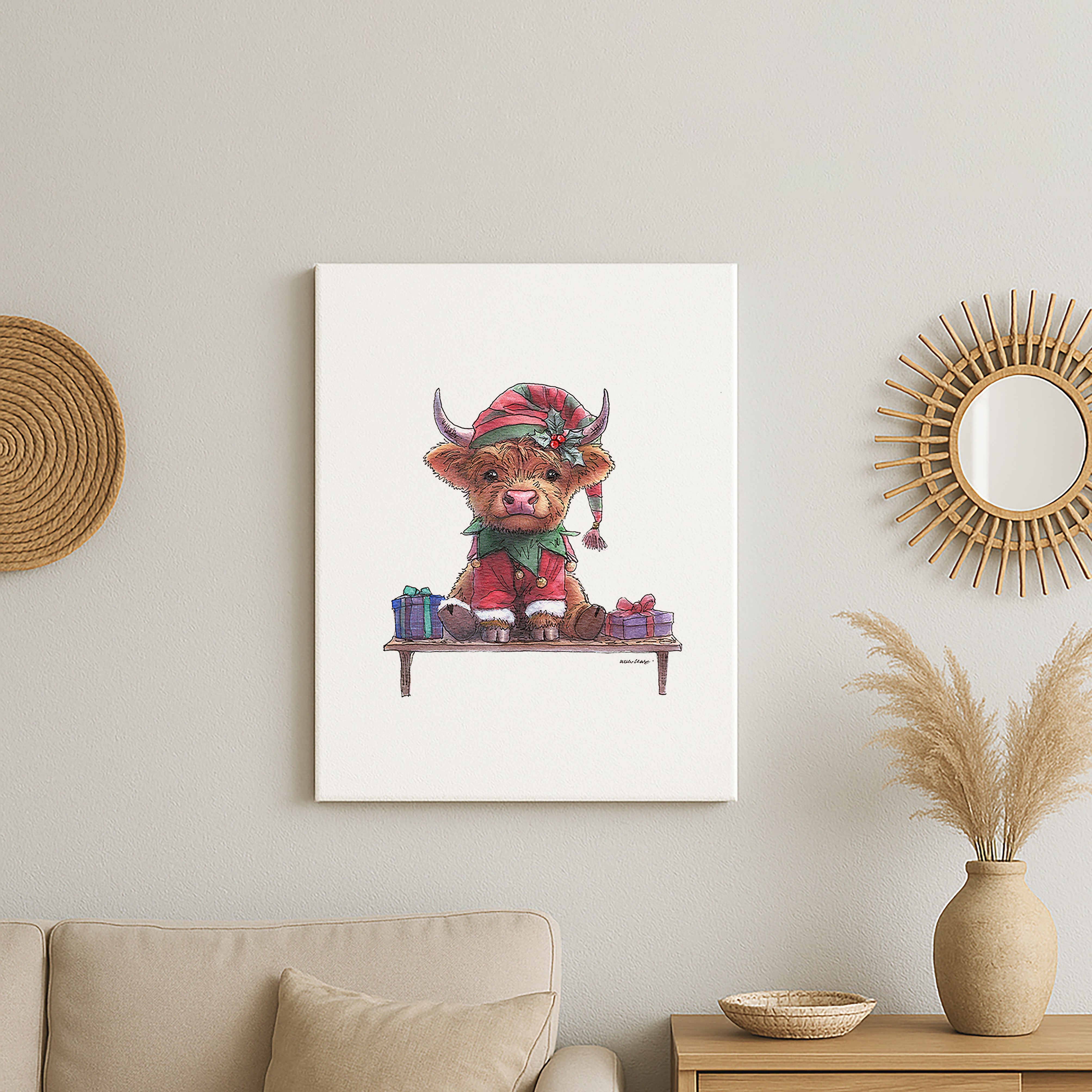 Moo On A Shelf Canvas
