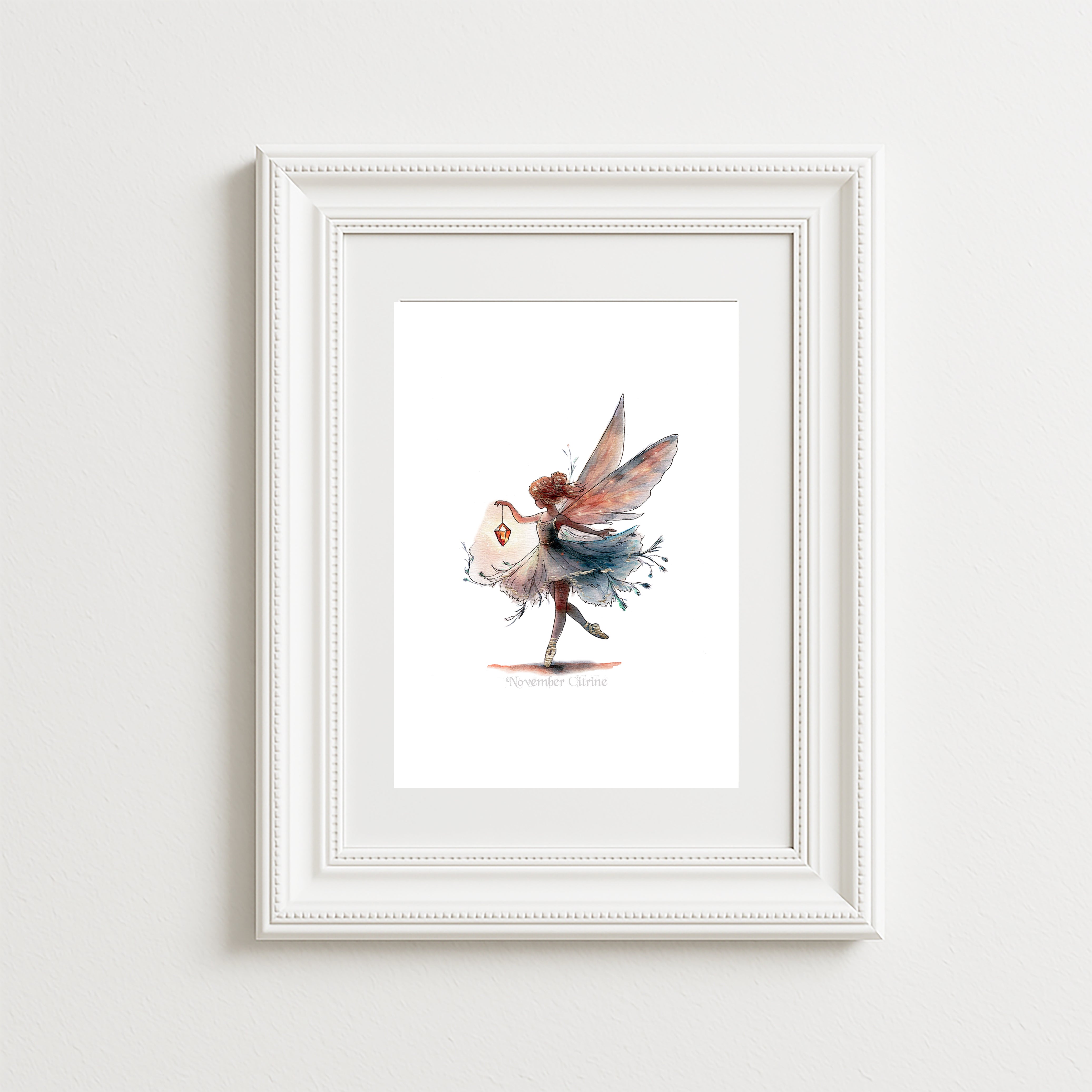 November Citrine Birthstone Fairy Art Print