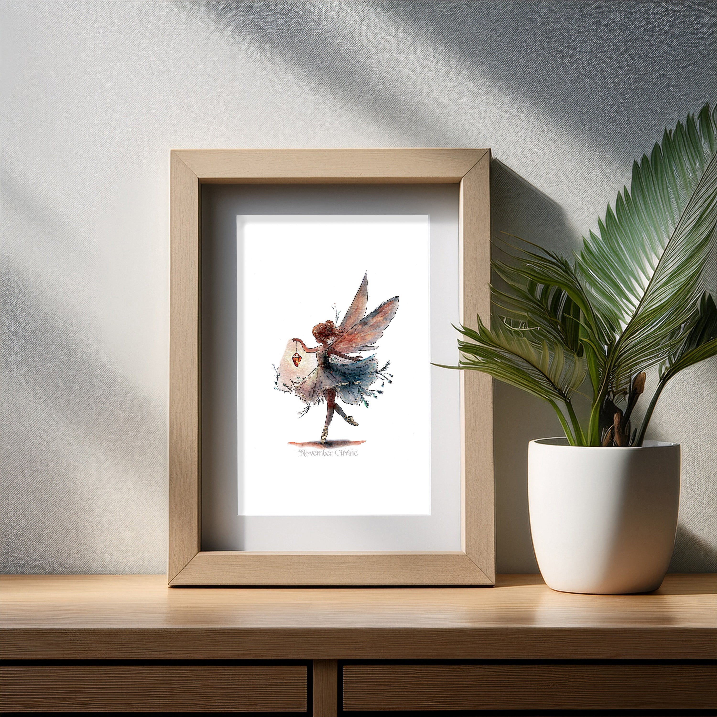 November Citrine Birthstone Fairy Art Print