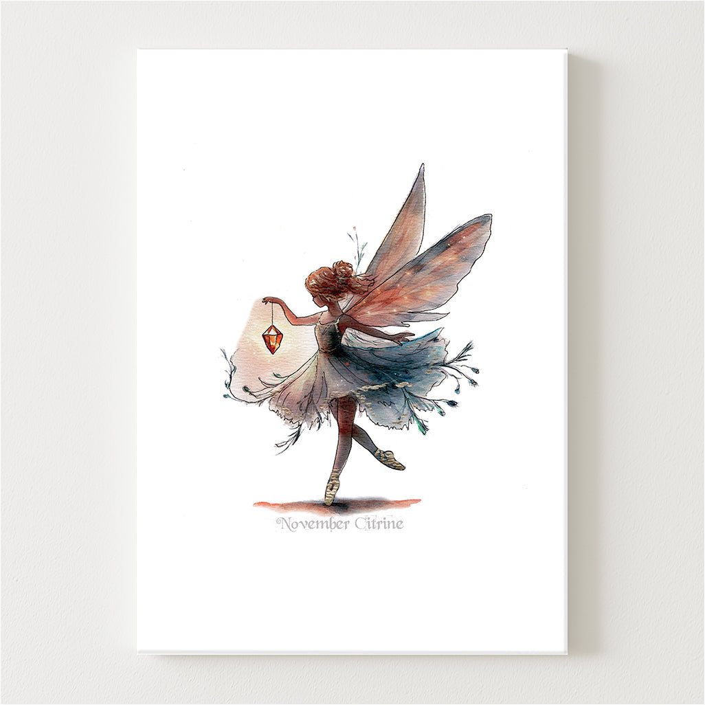 November Citrine Birthstone Fairy Canvas