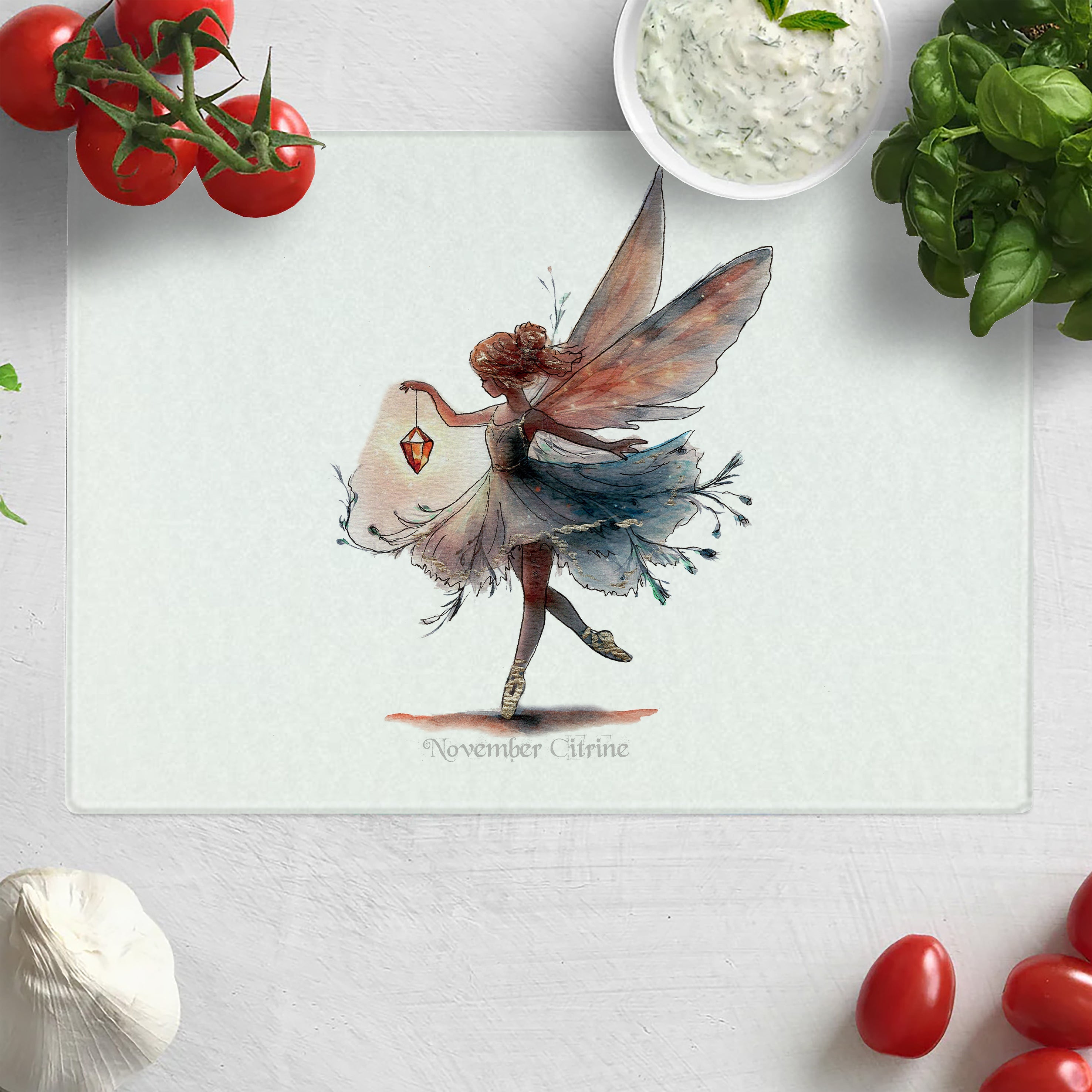 November Citrine Birthstone Fairy Chopping Board