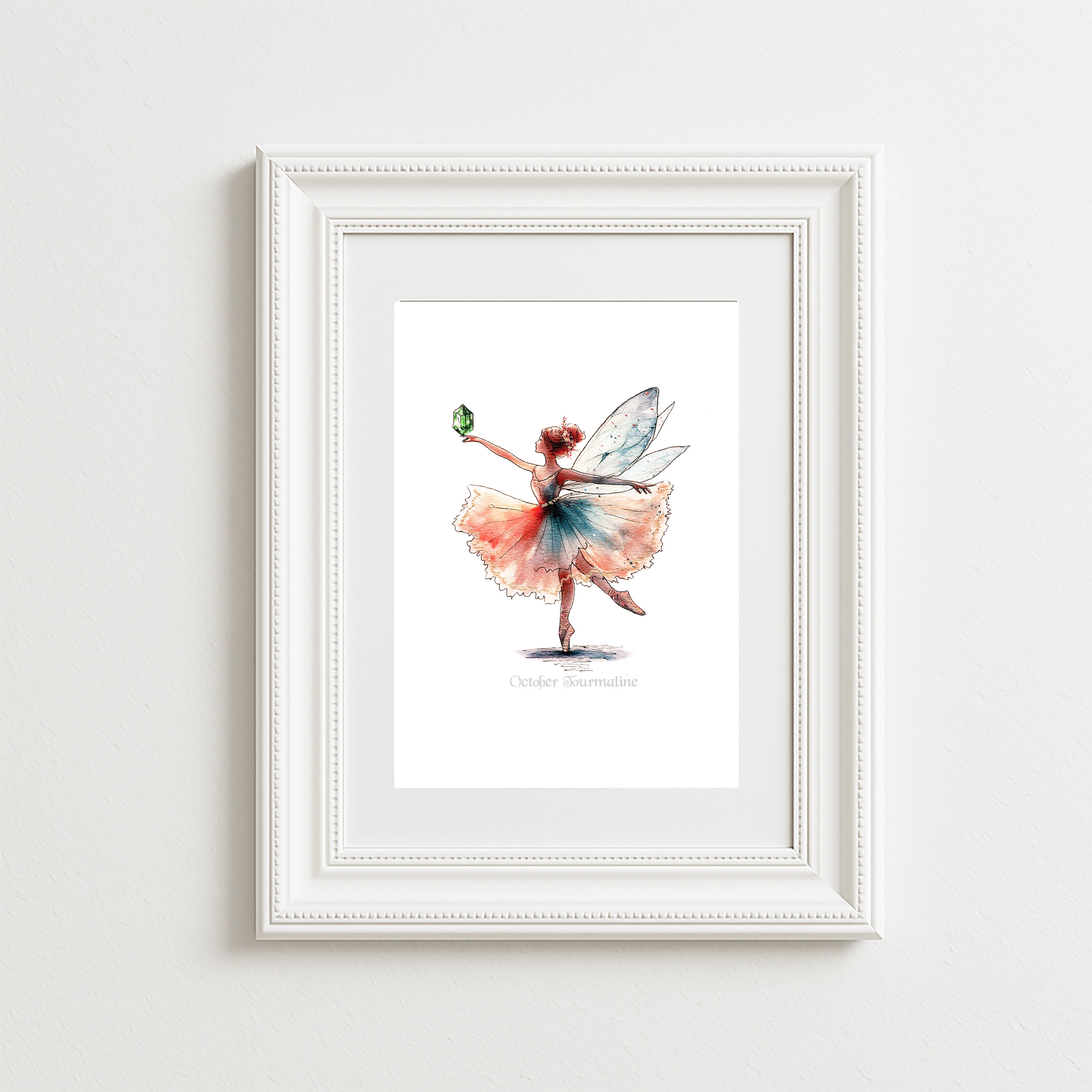 October Tourmaline Birthstone Fairy Art Print