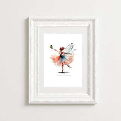 October Tourmaline Birthstone Fairy Art Print