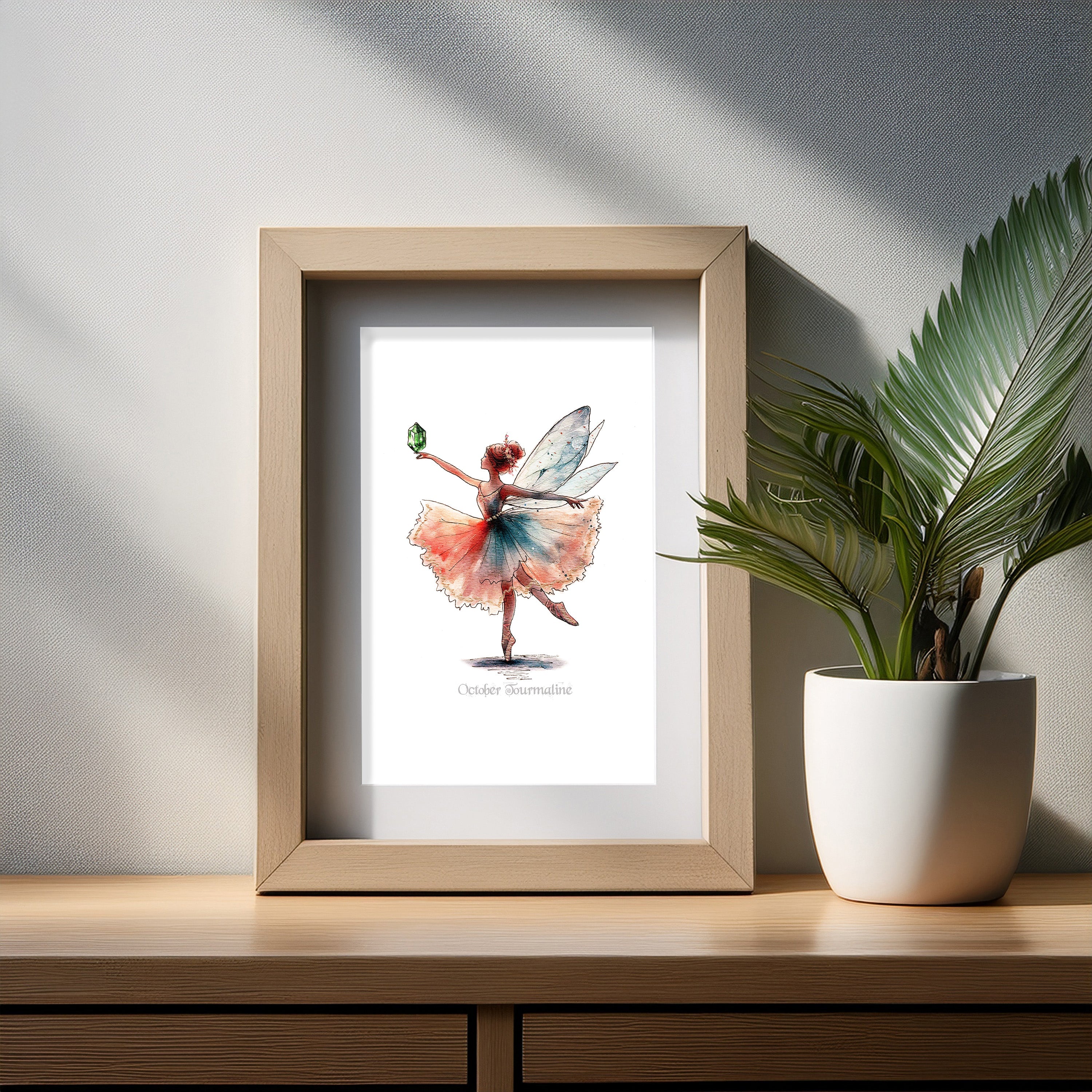 October Tourmaline Birthstone Fairy Art Print