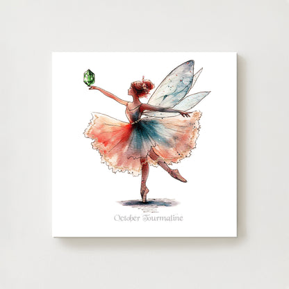 October Tourmaline Birthstone Fairy Canvas