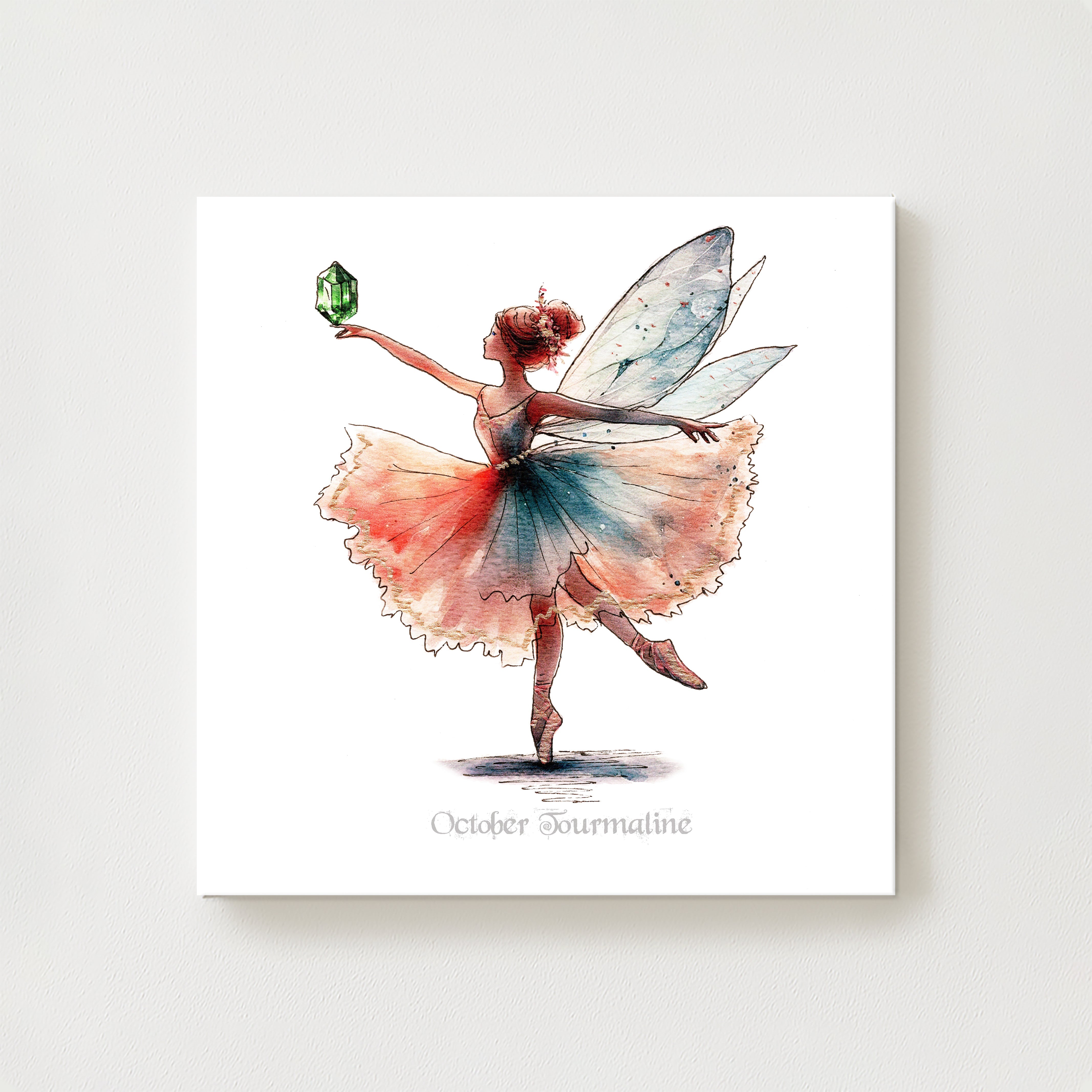 October Tourmaline Birthstone Fairy Canvas