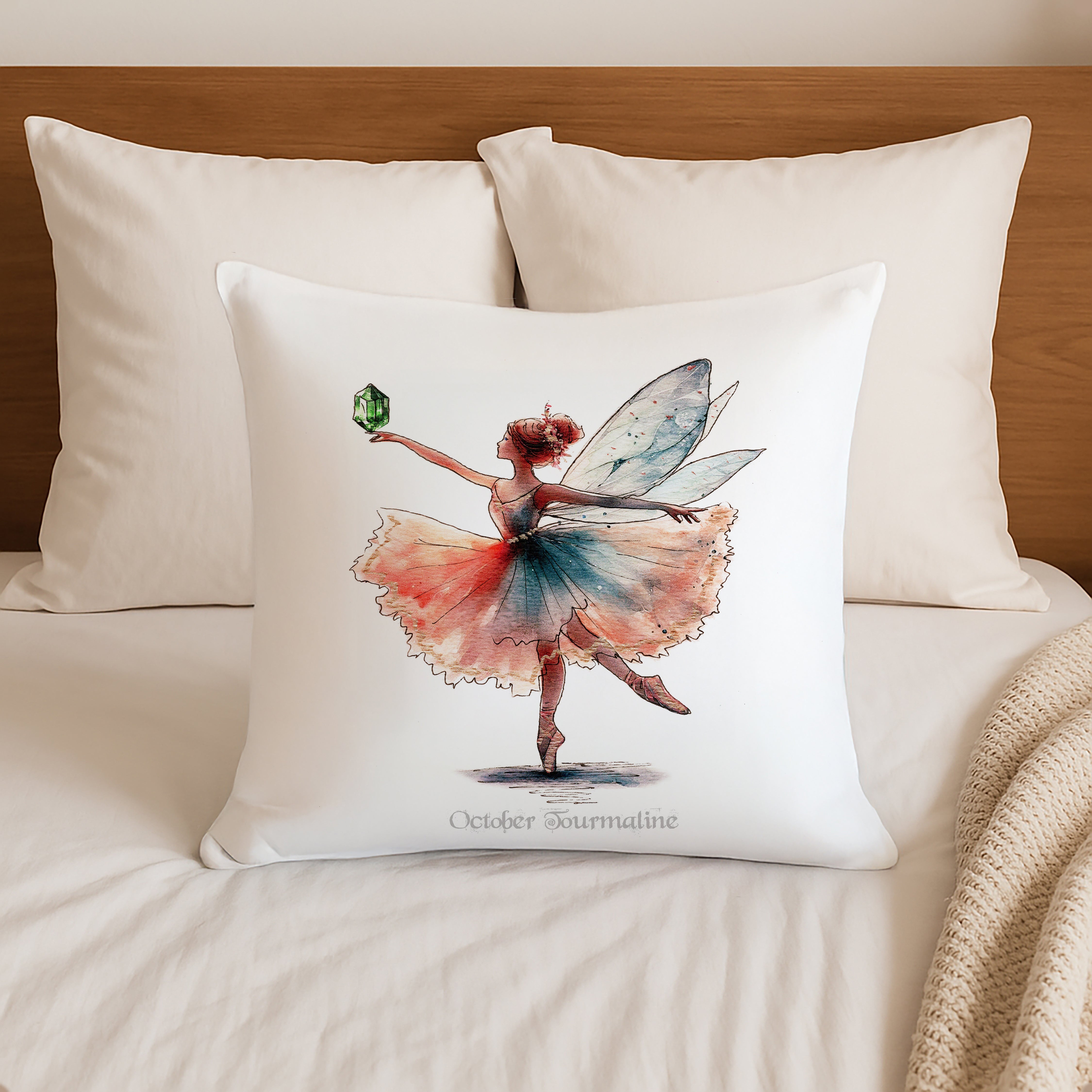 October Tourmaline Birthstone Fairy Cushion
