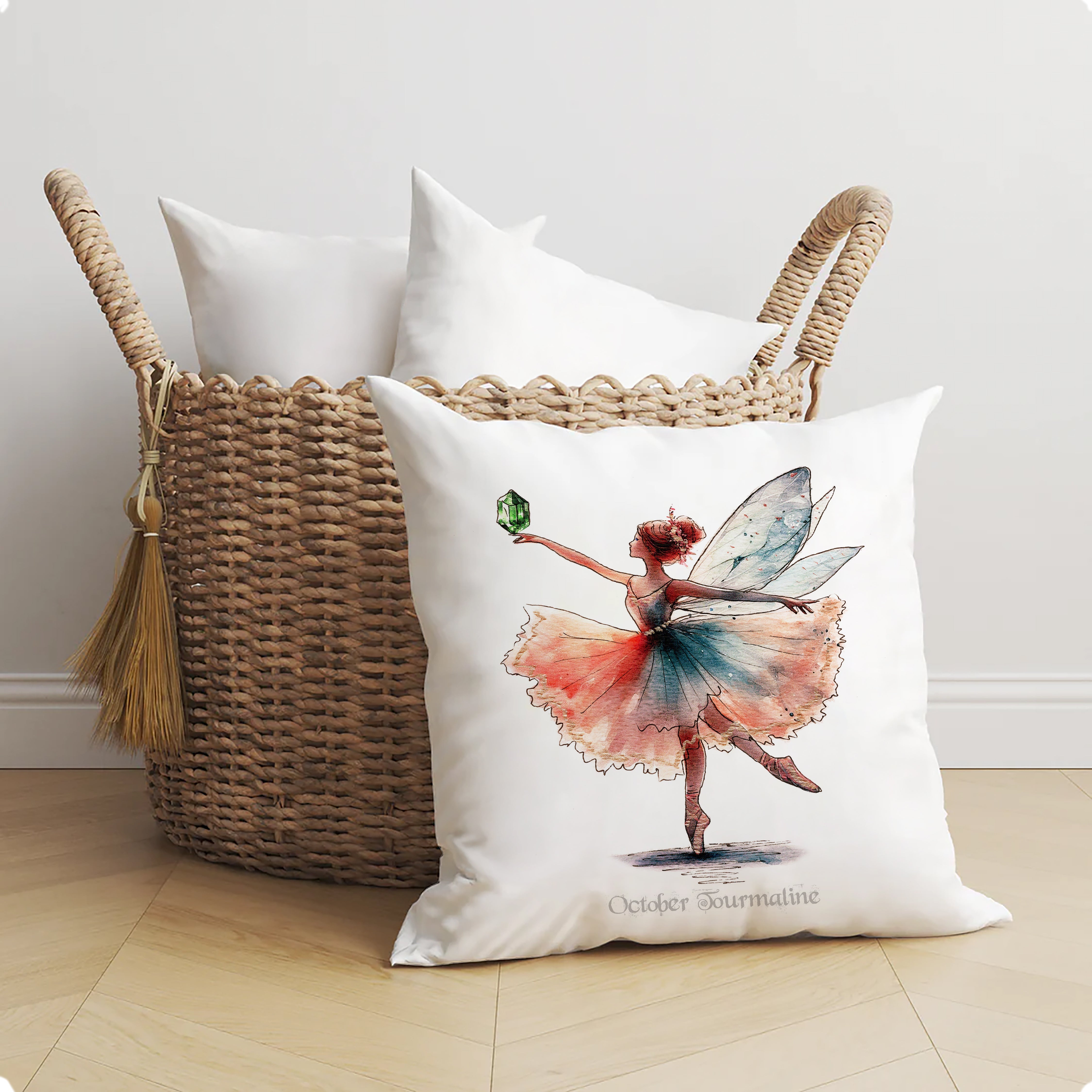 October Tourmaline Birthstone Fairy Cushion