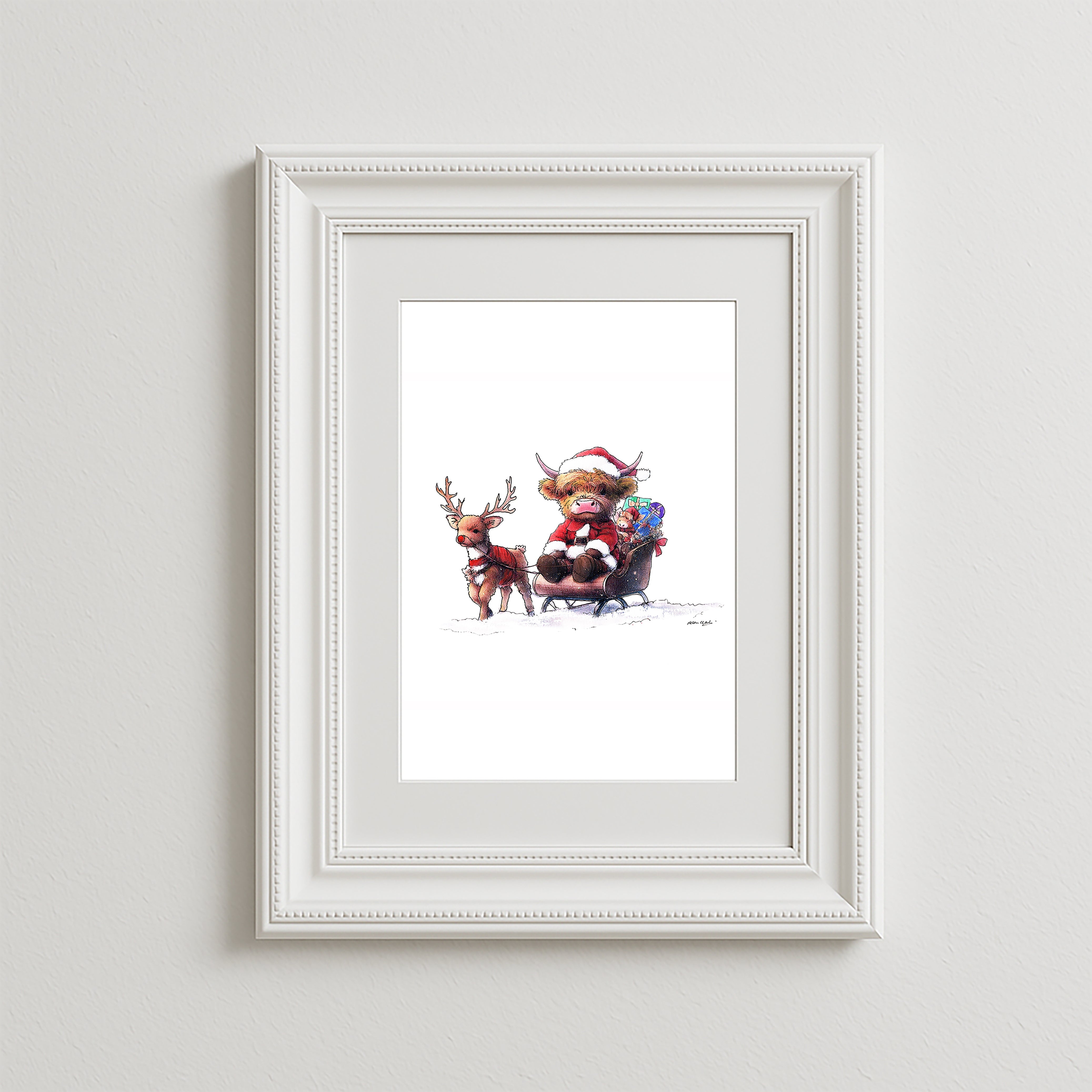 Santa's Highland Adventure Art Print