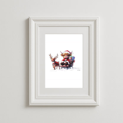 Santa's Highland Adventure Art Print