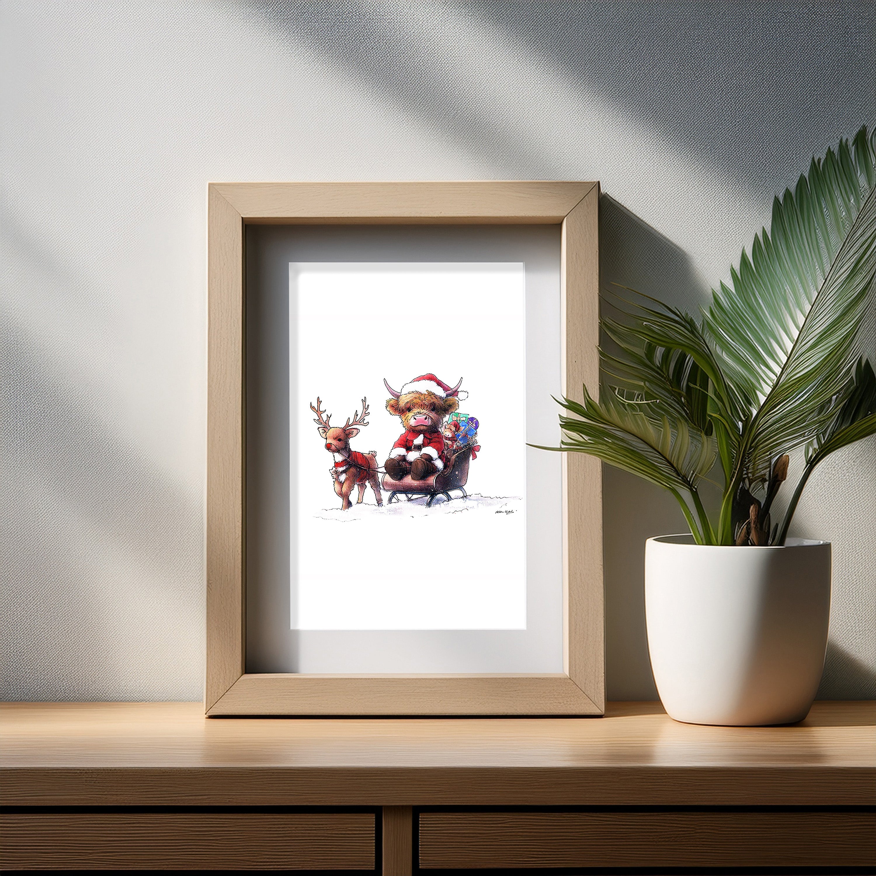 Santa's Highland Adventure Art Print