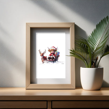 Santa's Highland Adventure Art Print