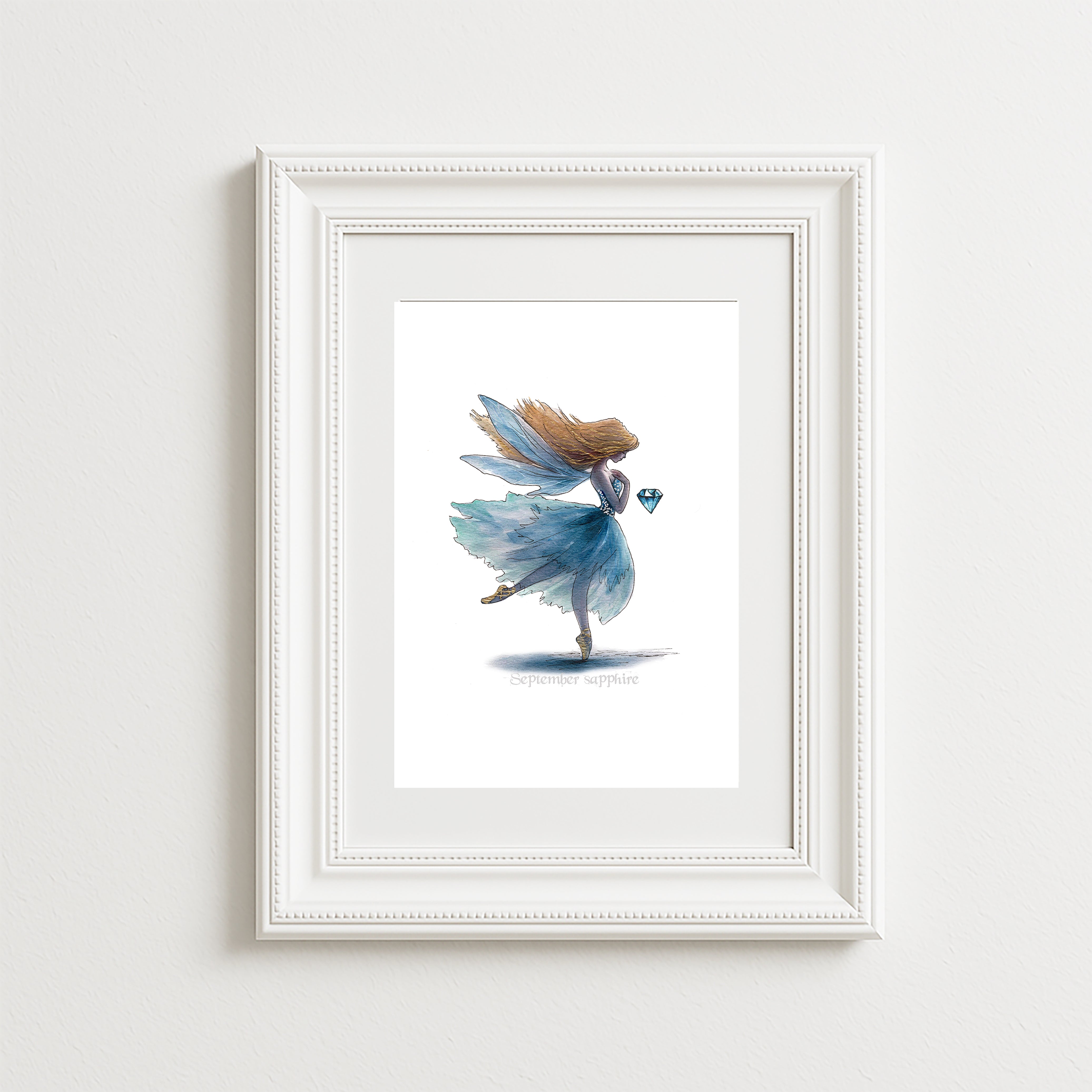 September Sapphire Birthstone Fairy Art Print
