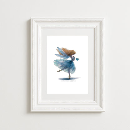 September Sapphire Birthstone Fairy Art Print