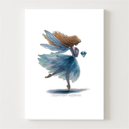 September Sapphire Birthstone Fairy Canvas