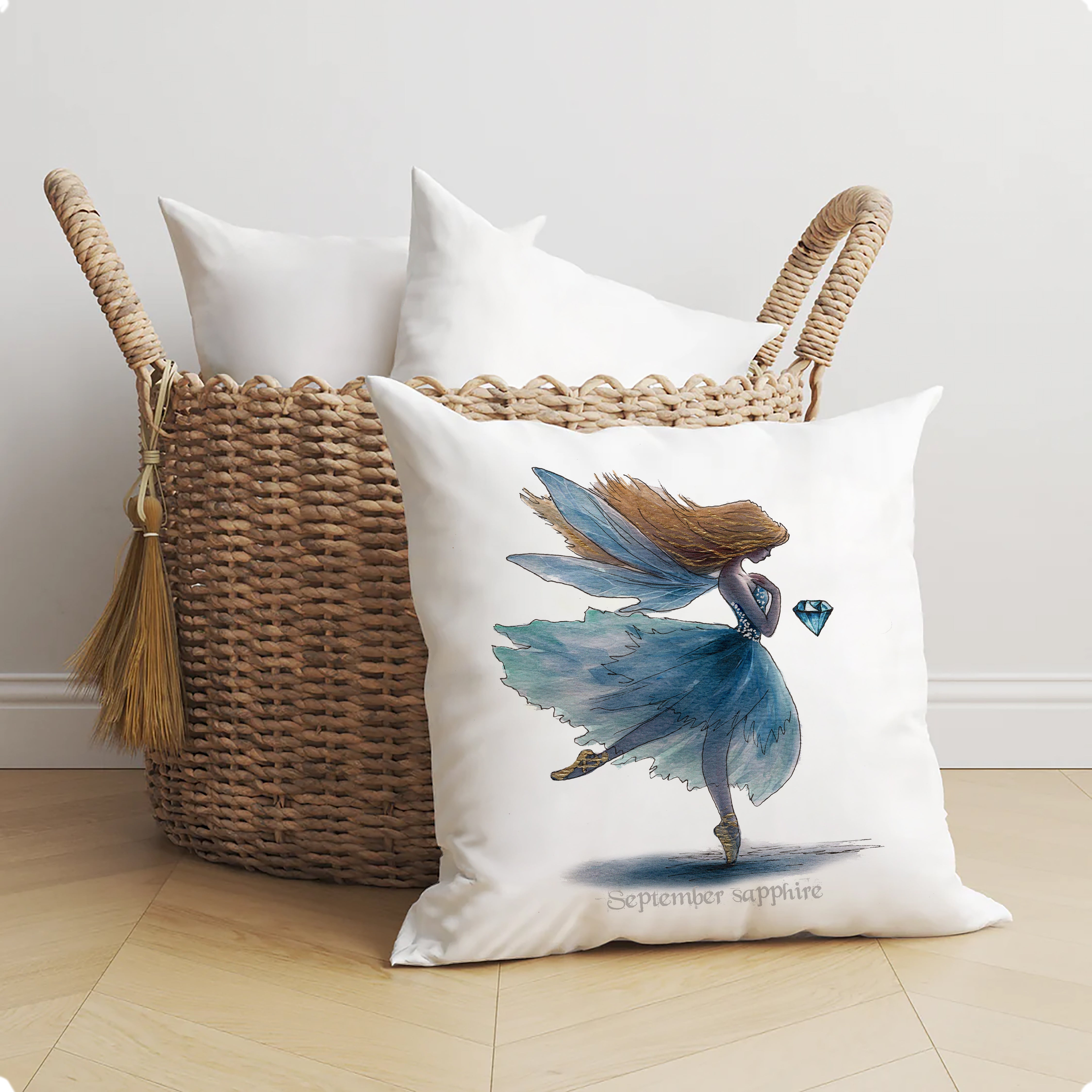 September Sapphire Birthstone Fairy Cushion