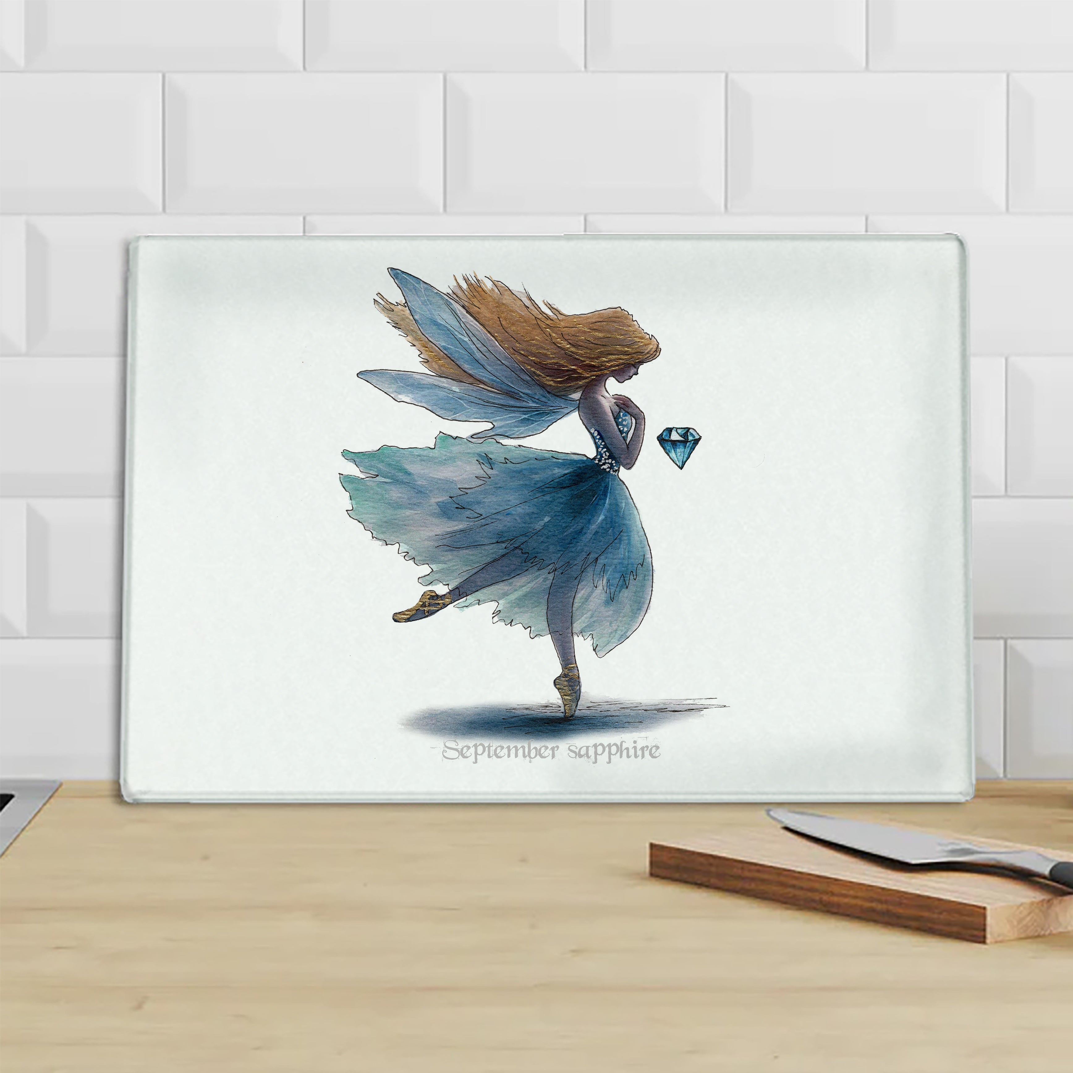 September Sapphire Birthstone Fairy Chopping Board