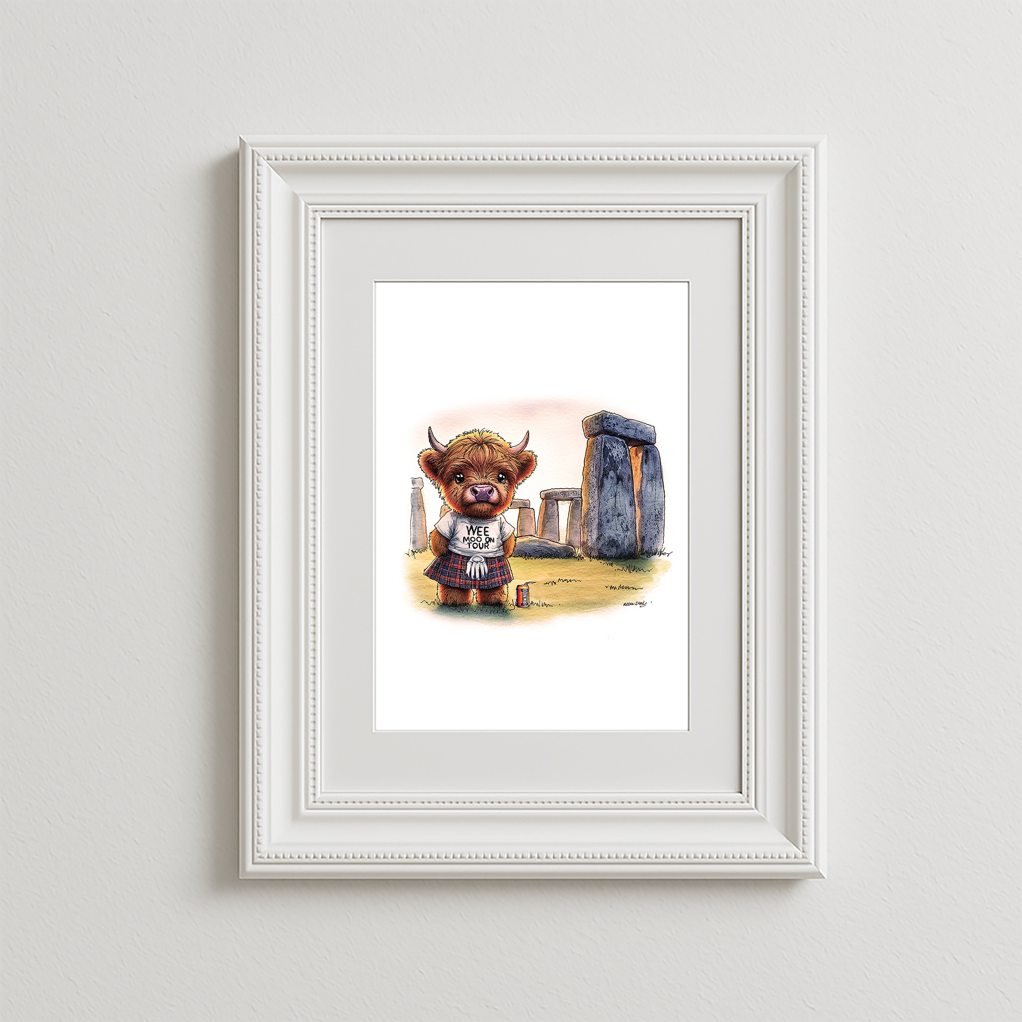 Stonehenge Wee Moo on Tour Art Print
