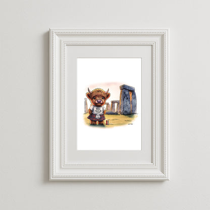 Stonehenge Wee Moo on Tour Art Print