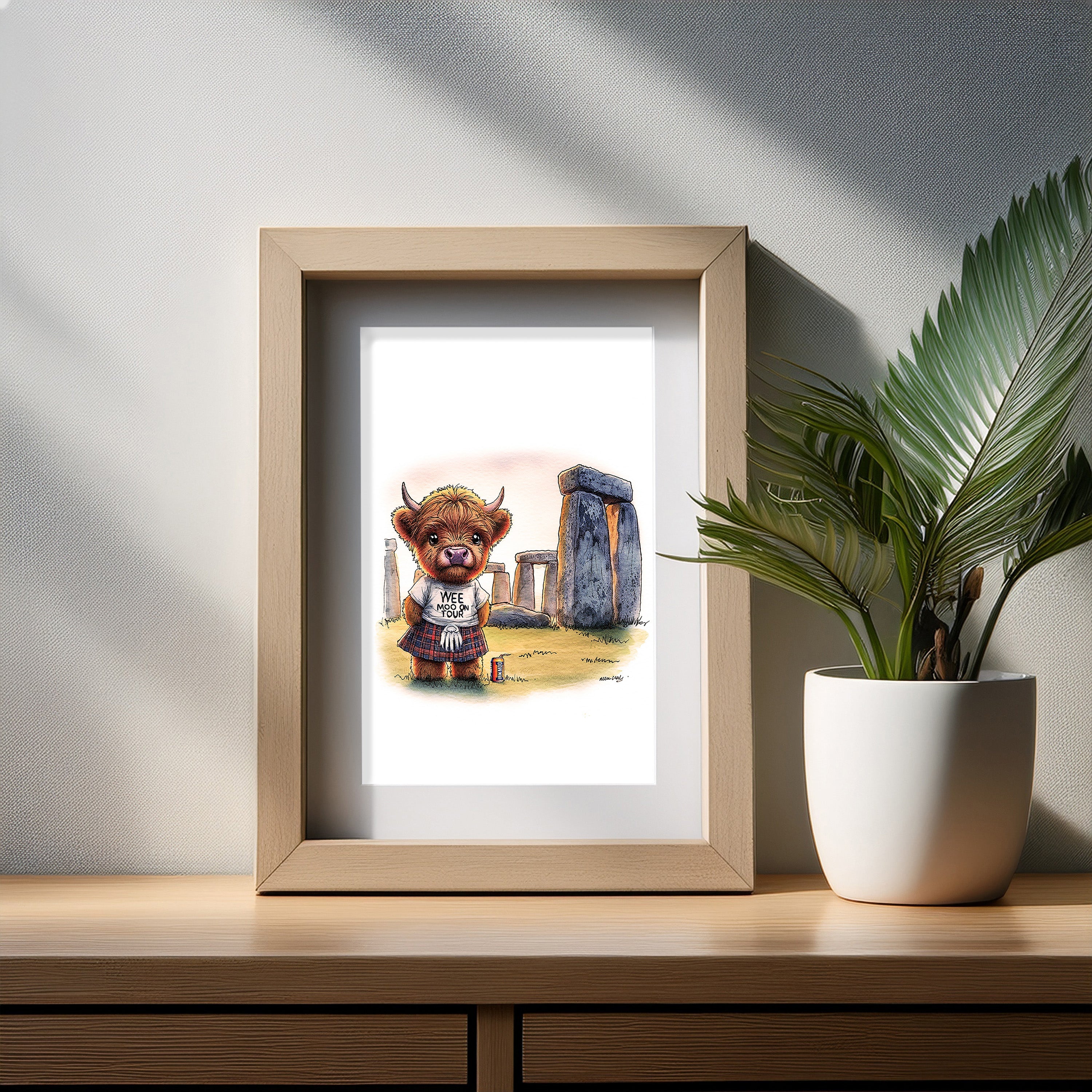 Stonehenge Wee Moo on Tour Art Print